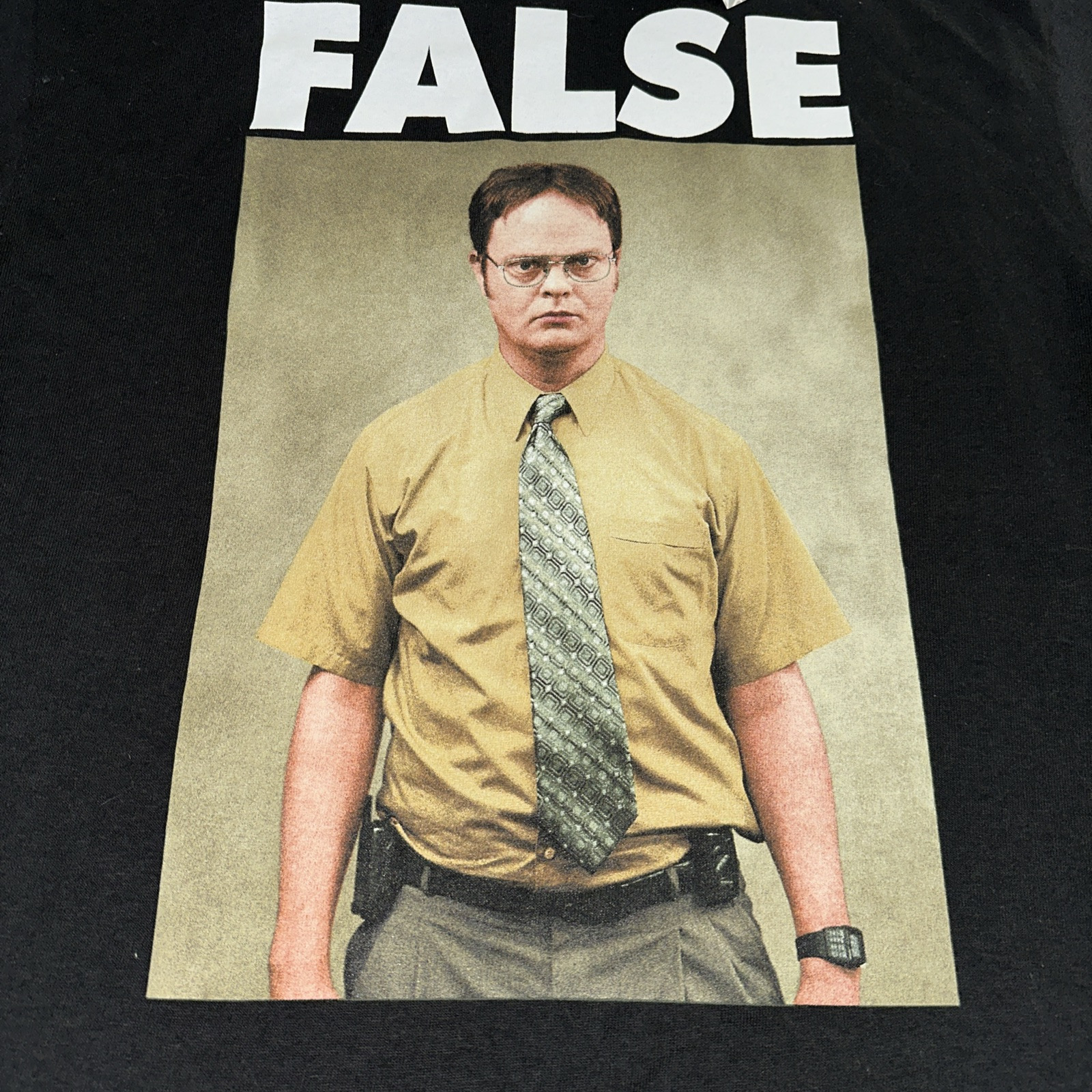 The Office “FALSE” Dwight Schrute Sz M Black Short Sleeve Ripple Junction NWT