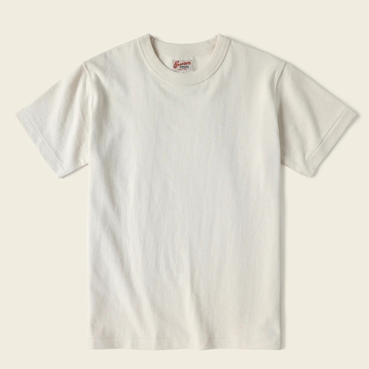 Bronson Loopwheel Tubular Athletic T-Shirt Men M Apricot Cream Beige Heavyweight