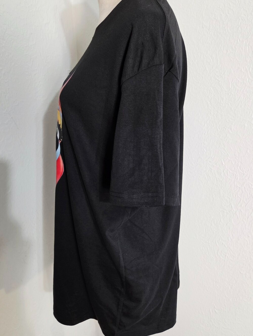 Black Graphic Tee with Colorful Abstract Face, Size XL, NWOT