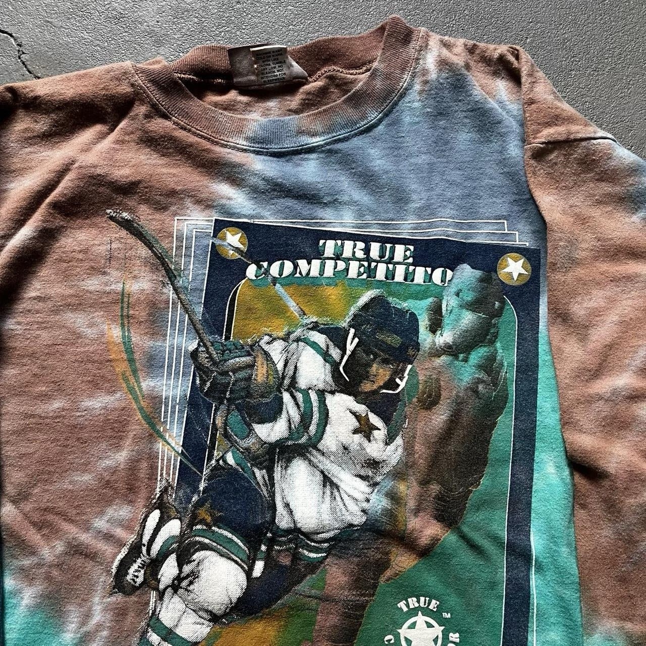 Vintage Tie Dye Hockey Long Sleeve Shirt True Competitor Graphic Size Medium