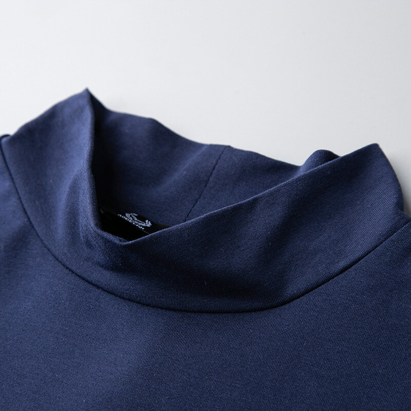 Men Half High Collar Mercerized Cotton Short Sleeve Slim Fit T-Shirt Solid Color