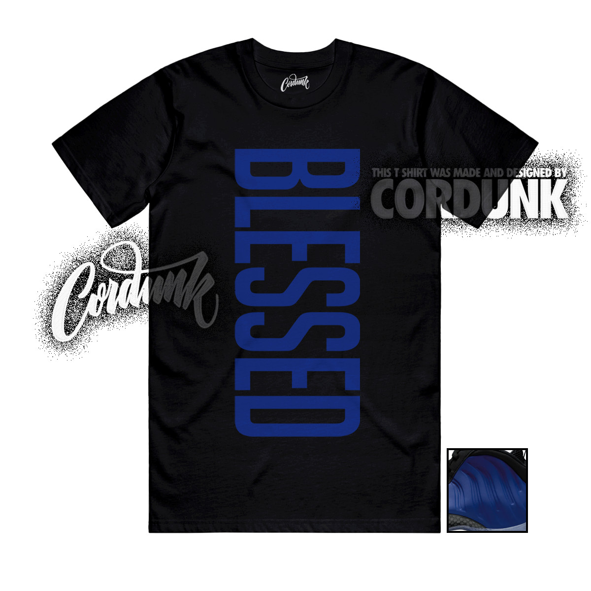Foamposite One Deep Royal Black Ice Game T Shirt Match VERTBLS