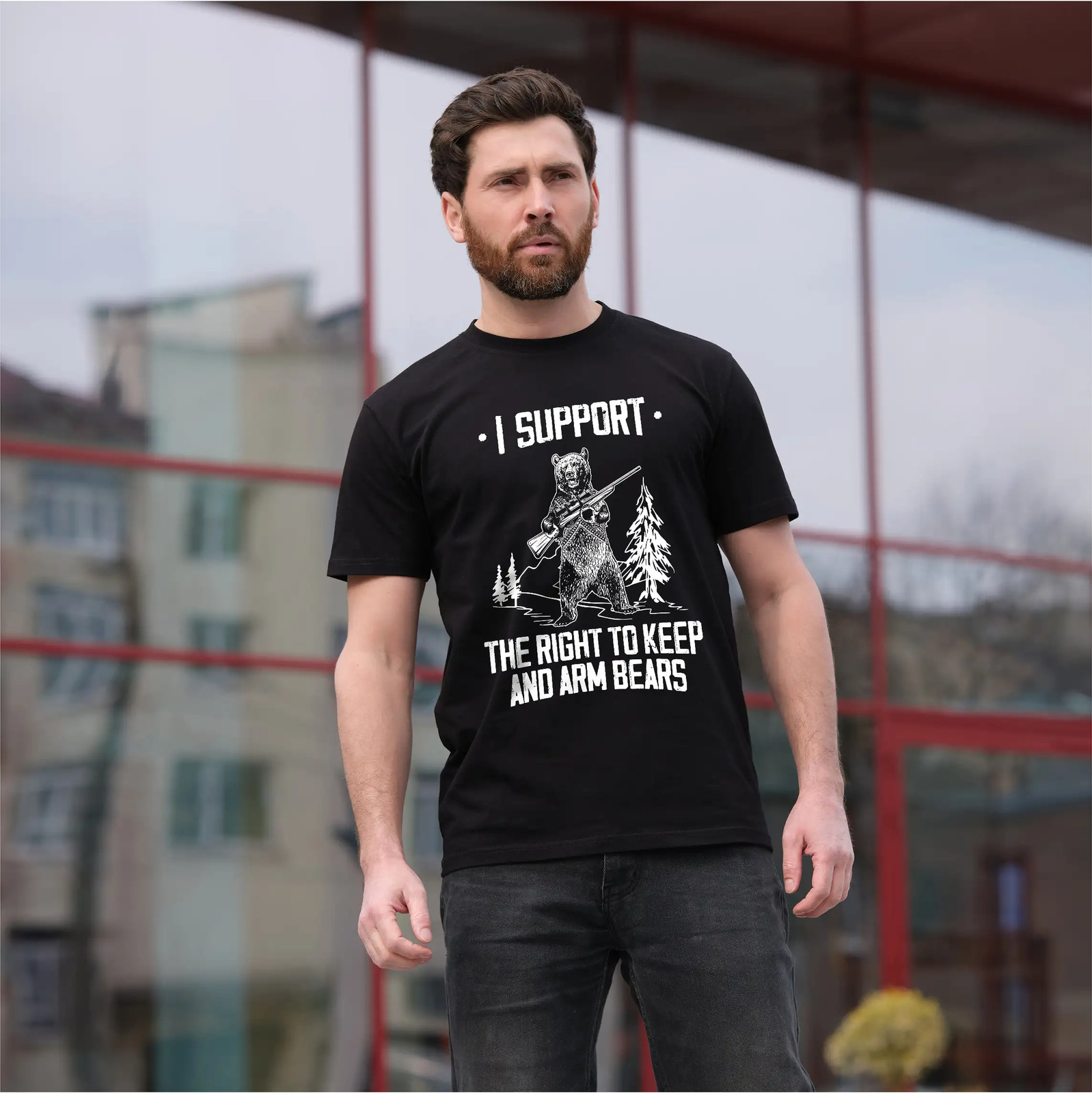 I support the right to keep and arm bears Funny Tee shirt second amendment Tee