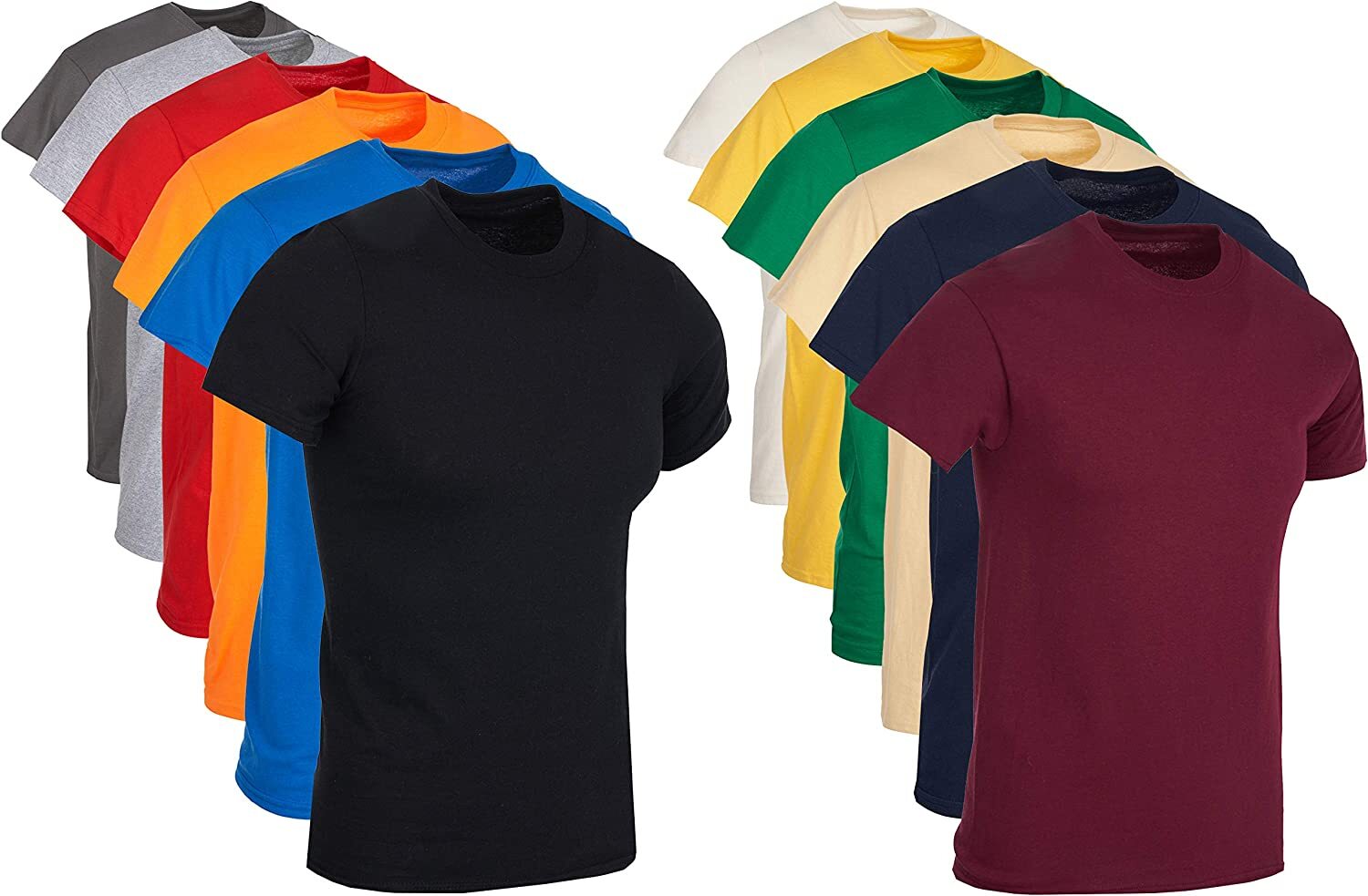 12 Pack BILLIONHATS Mens Cotton Short Sleeve T-Shirts, Crew Tees Pack X-Large