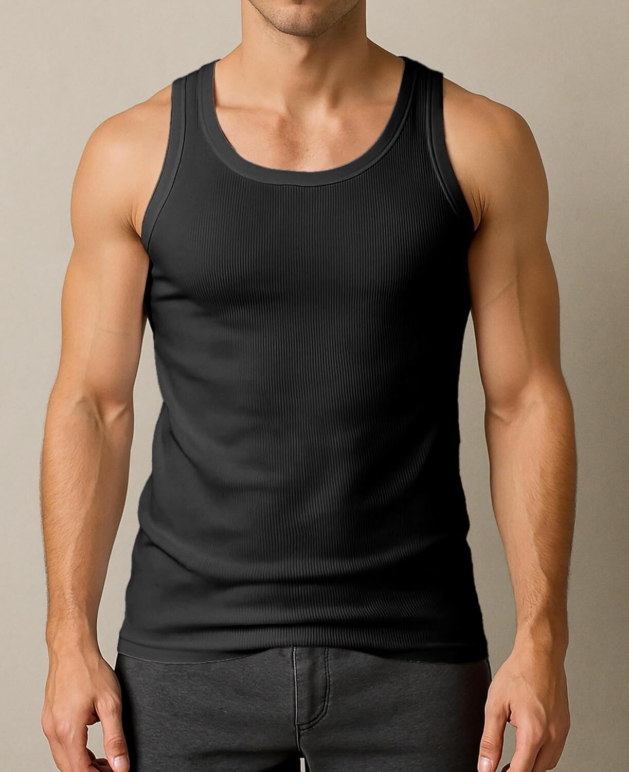 Men’s Cotton Tank Tops Tag Free Soft Ribbed Undershirts Multi Pack Breathable