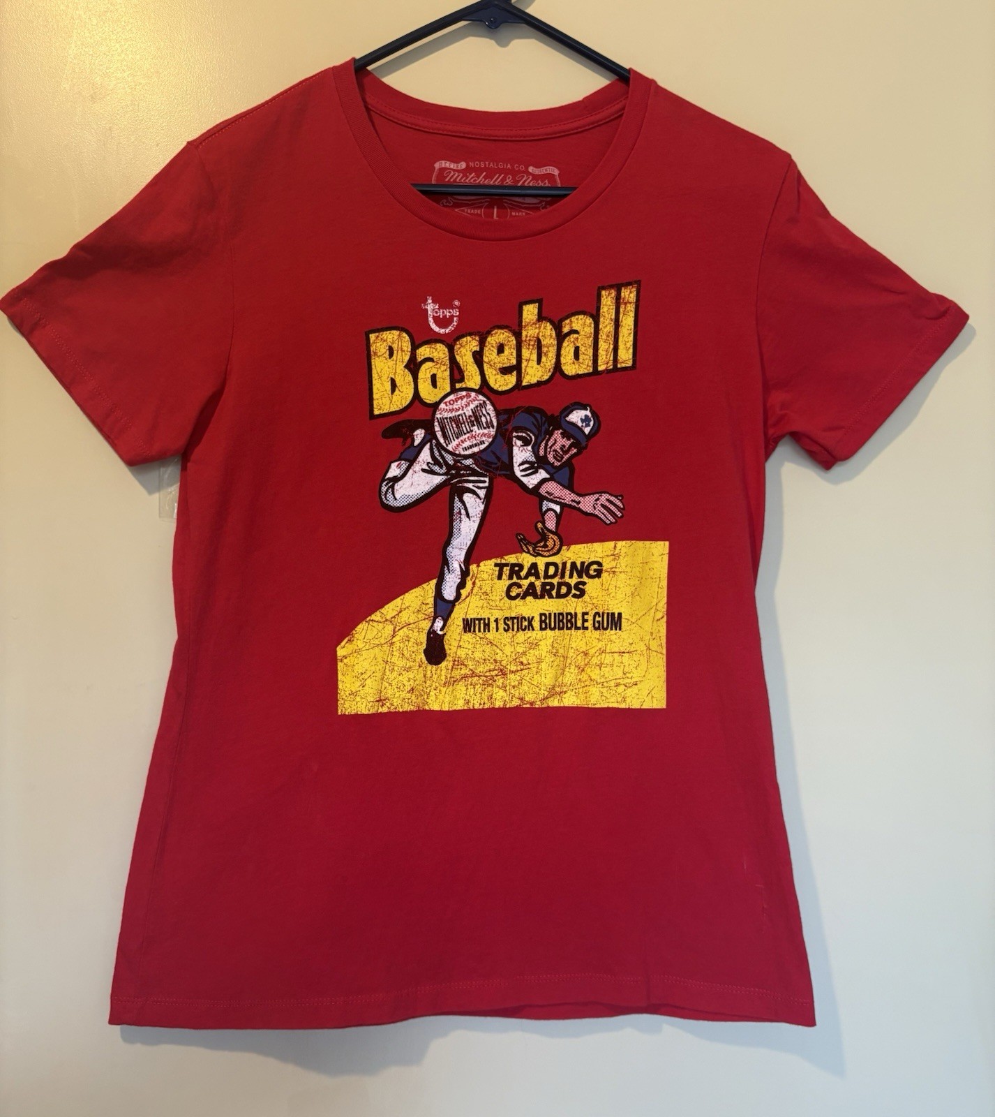 Mitchell & Ness Nostalgia Co. Topps Baseball Trading Cards Graphic Tee Red L