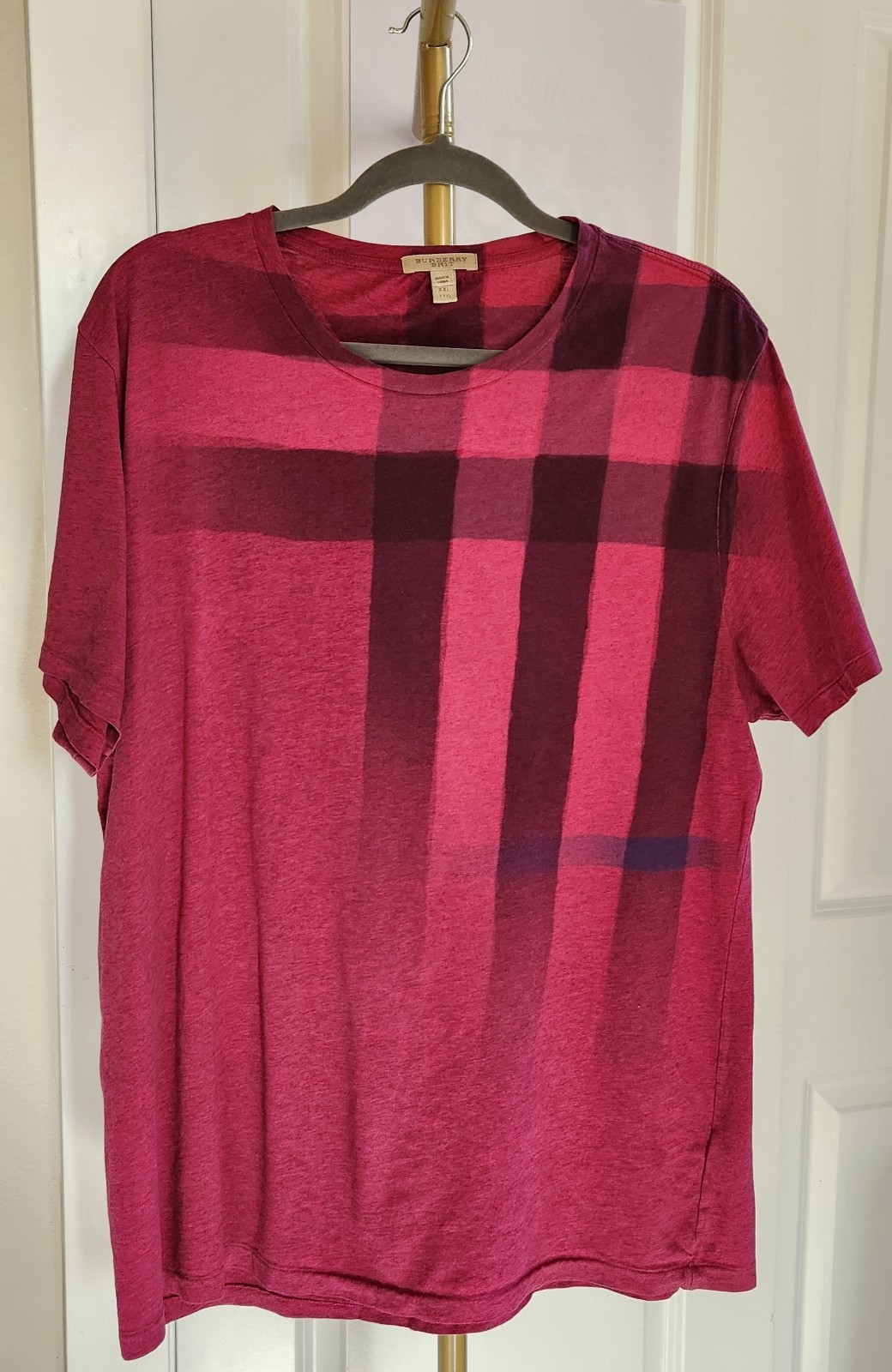 Burberry Brit T-shirt Ombre Nova Check Men’s Red XXL Authentic