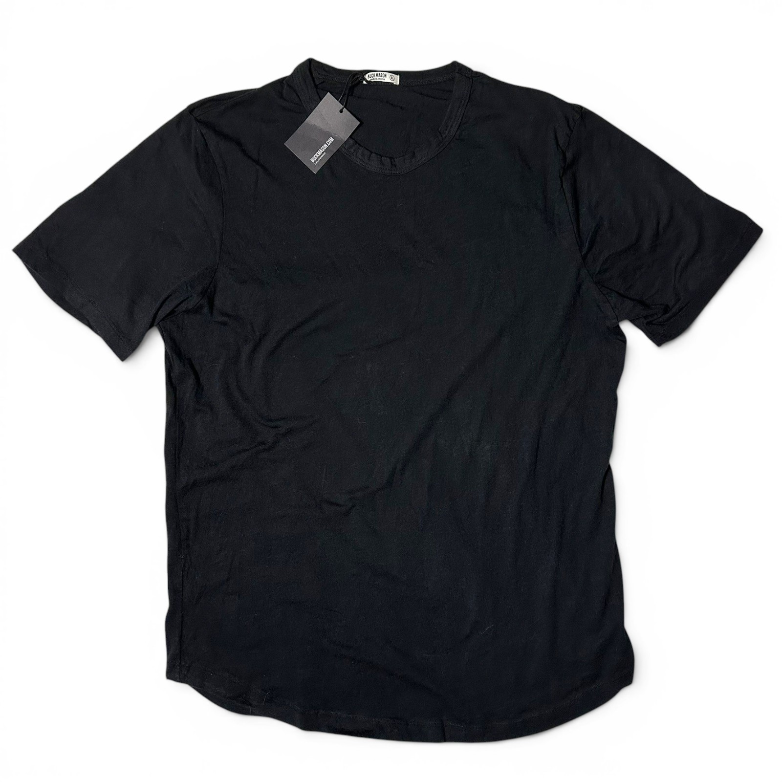 Buck Mason Black Slub Tall Curved Hem Tee Mens Size XL 100% Cotton USA NWT