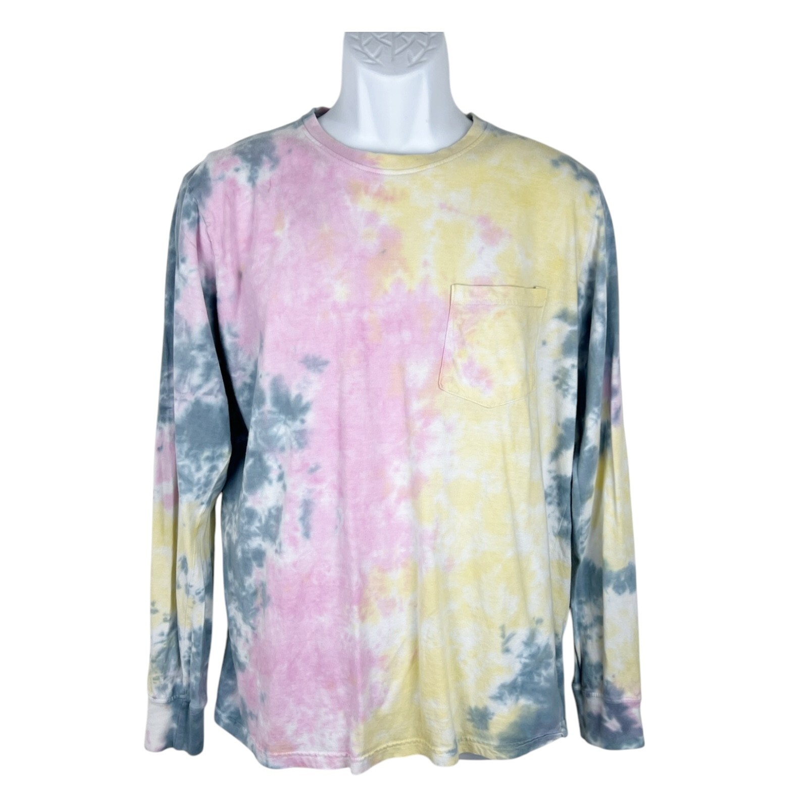Southern Spirit Shirt Men Large Pink Pastel Long Sleeve Pullover Tie Dye Cotton