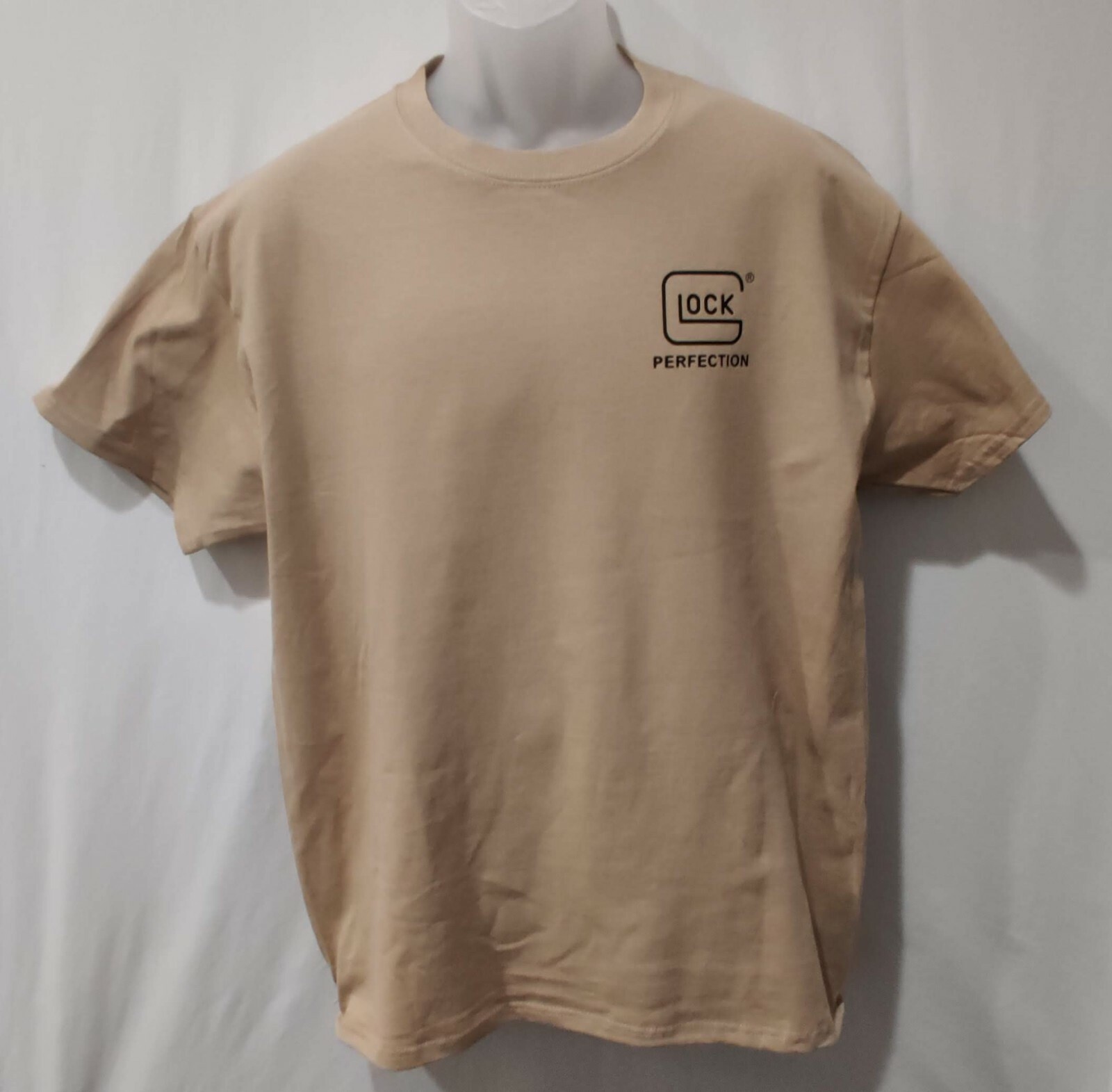 Glock Perfection Men’s Tan Shirt Logo Graphic T-Shirt Tee Gun Free Ship