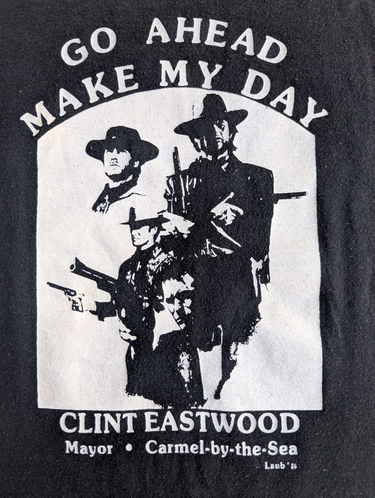 Vtg Clint Eastwood Make My Day Tee Shirt Jerzees Made In USA Sz Lg Black