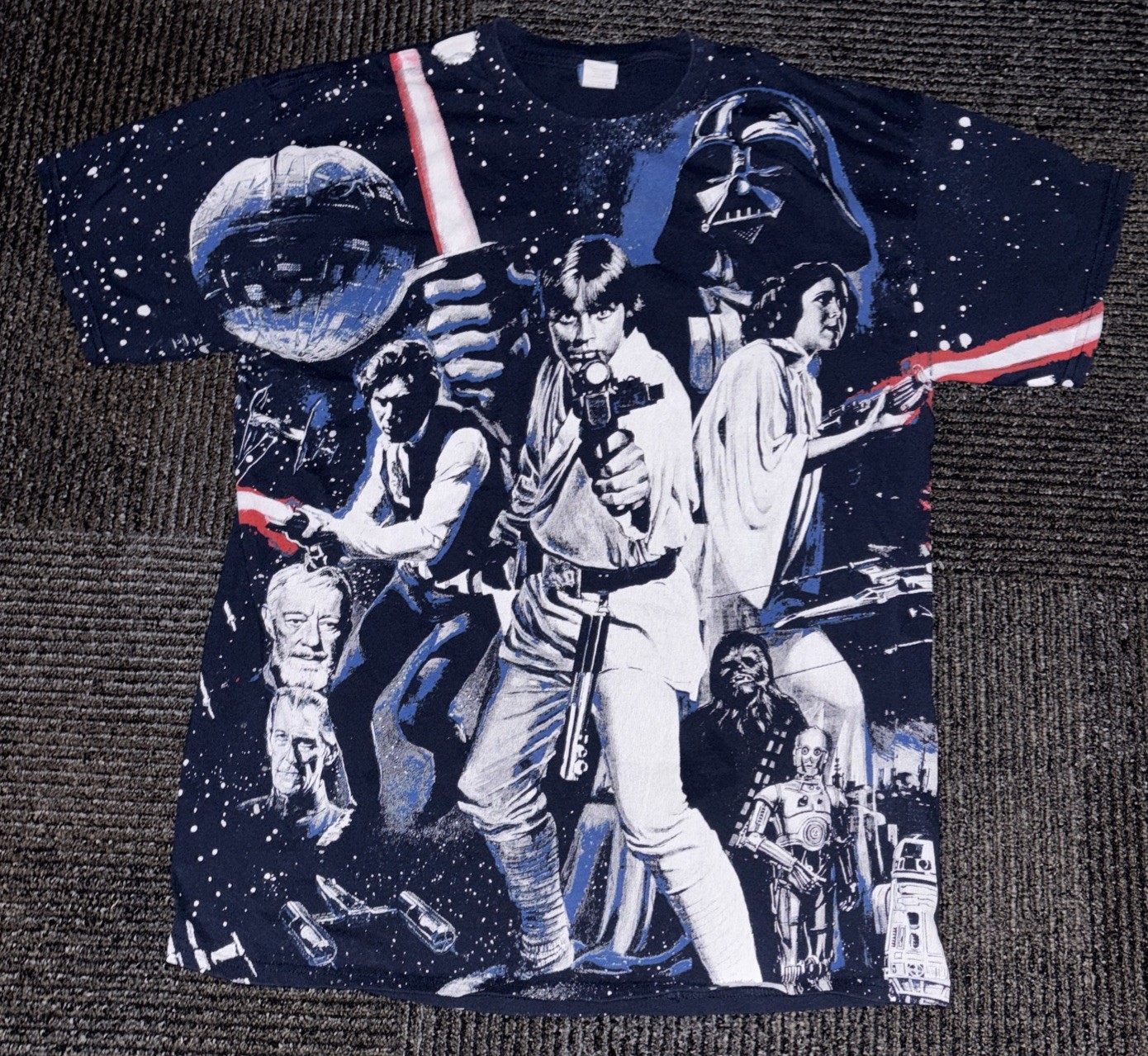 Star Wars War Of Wars Allover Print Tee T-Shirt Tee Yoda Luke Darth Vader R2D2