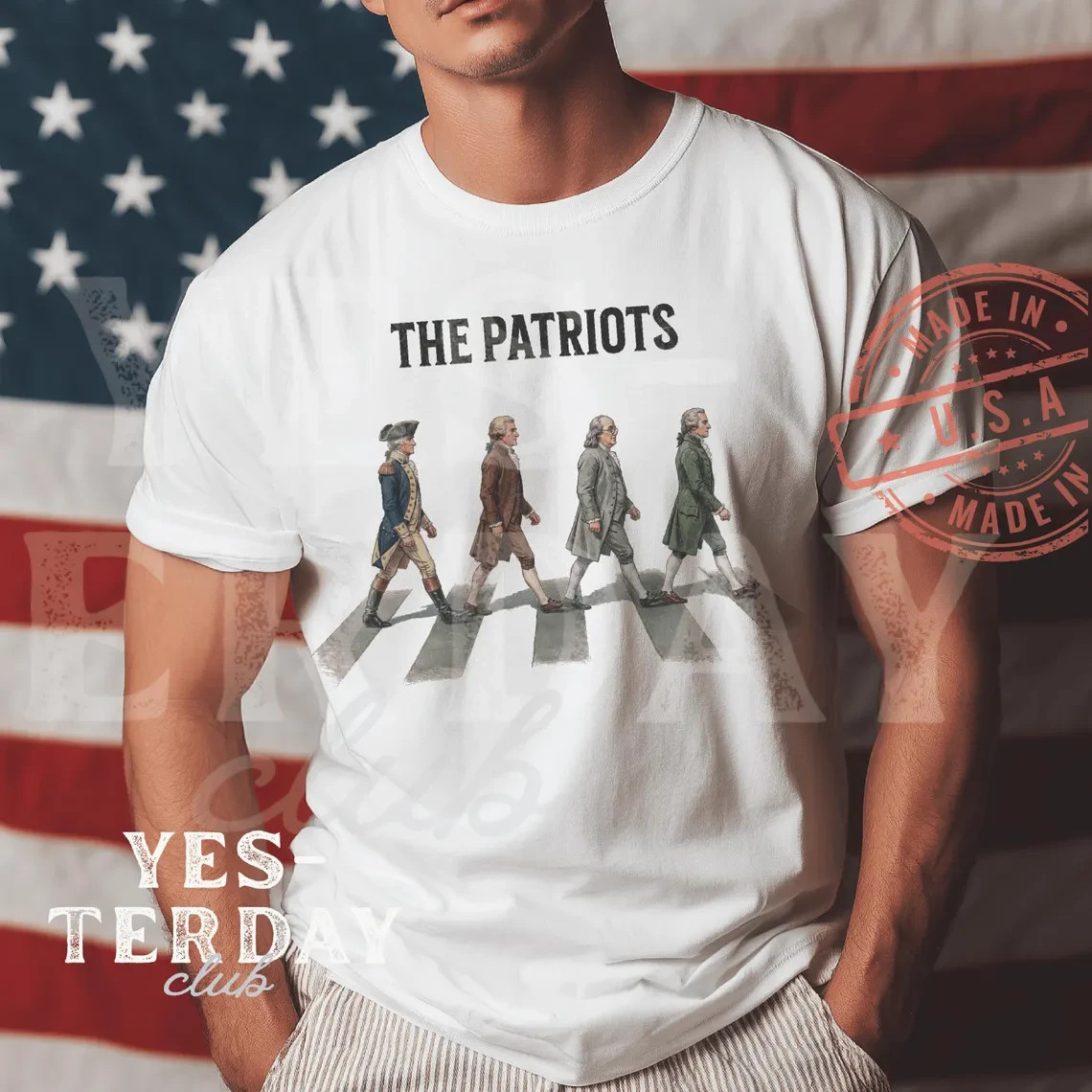 The Patriots Founding Fathers Walking Abbey Road American Flag Patriotic T-Shirt
