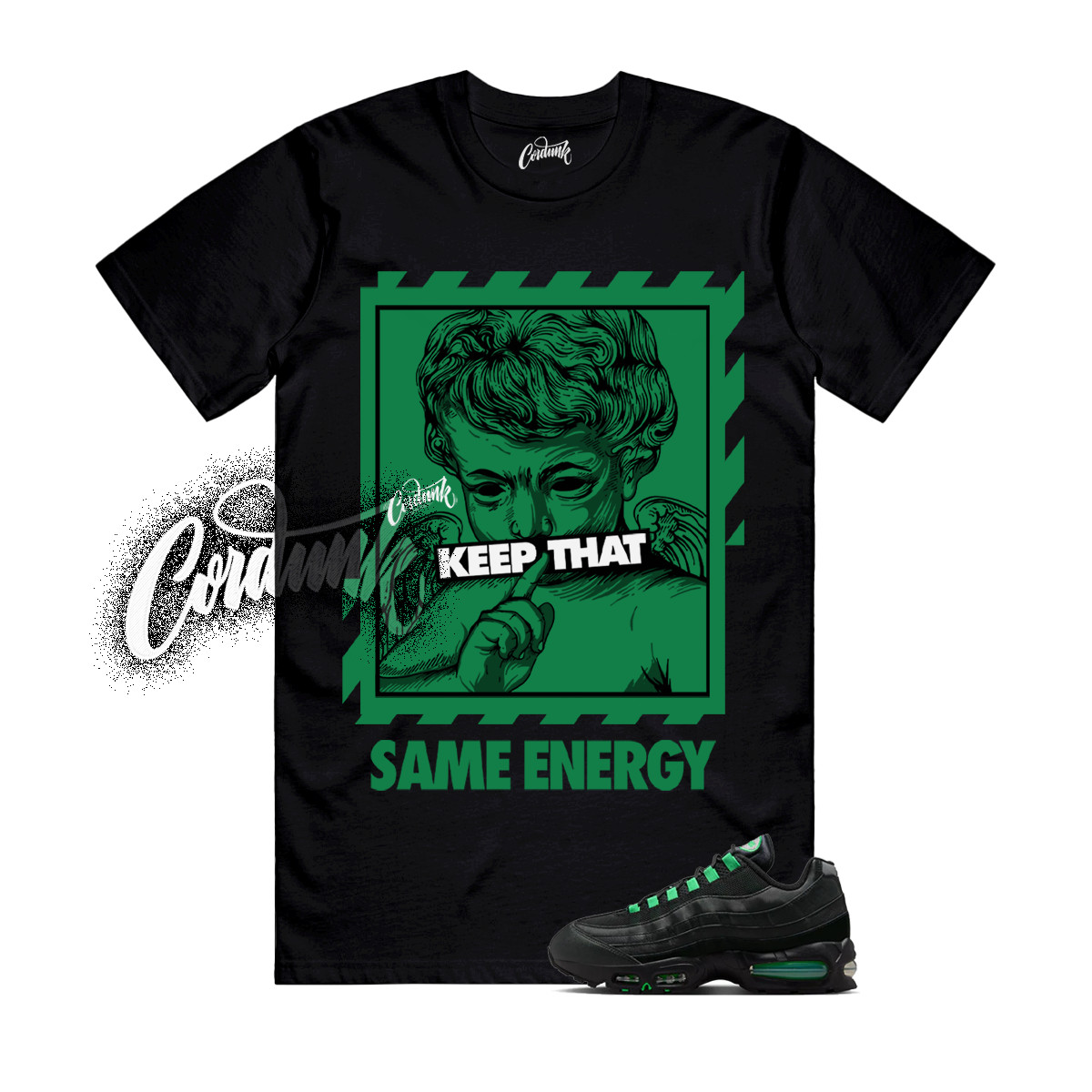 Air Max 95 Green Shock Big Bubble Black OG T Shirt Match Match ENERGY