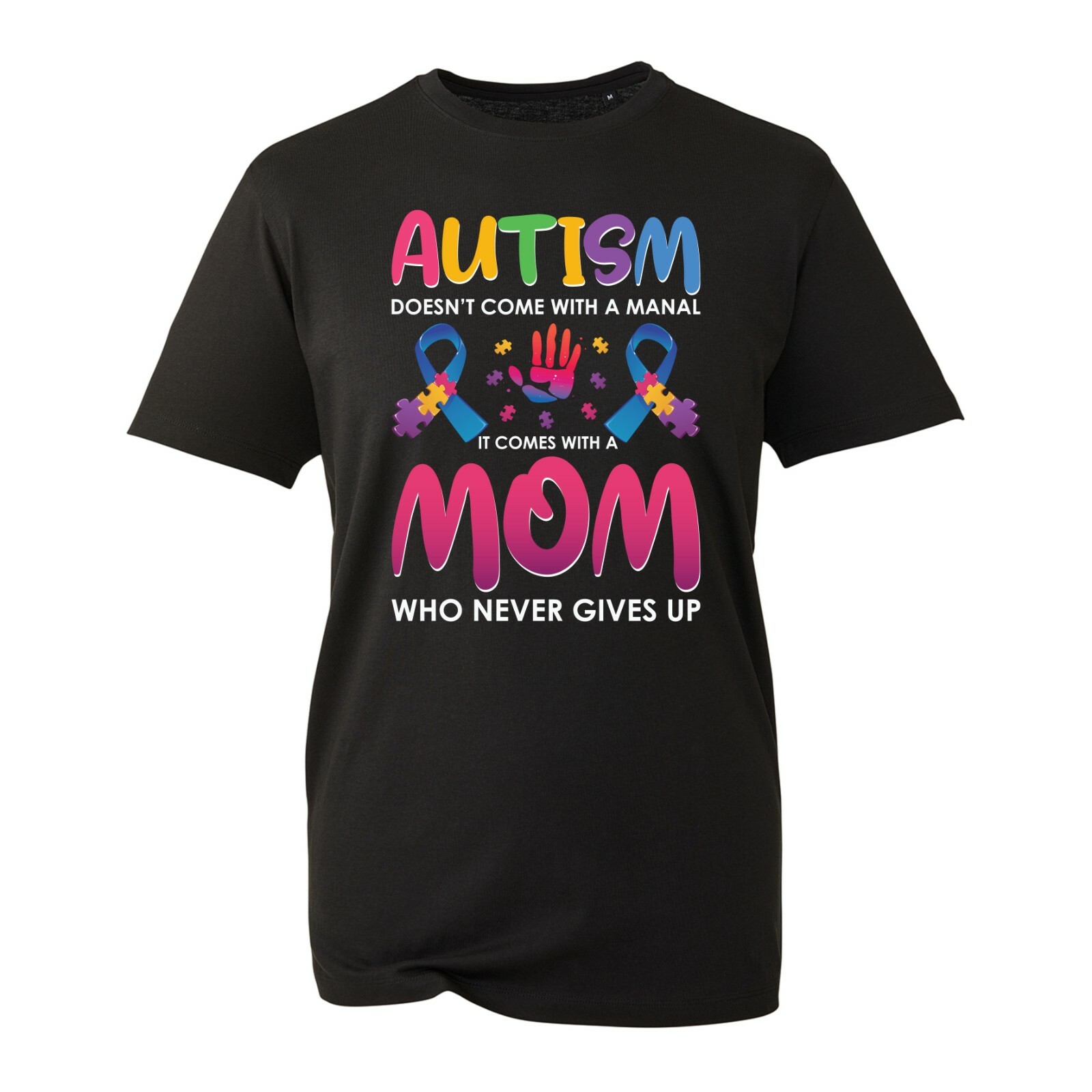 Autism Mom Who Never Give Up T-Shirt, Autism Awareness Puzzle Ribbon Unisex Top