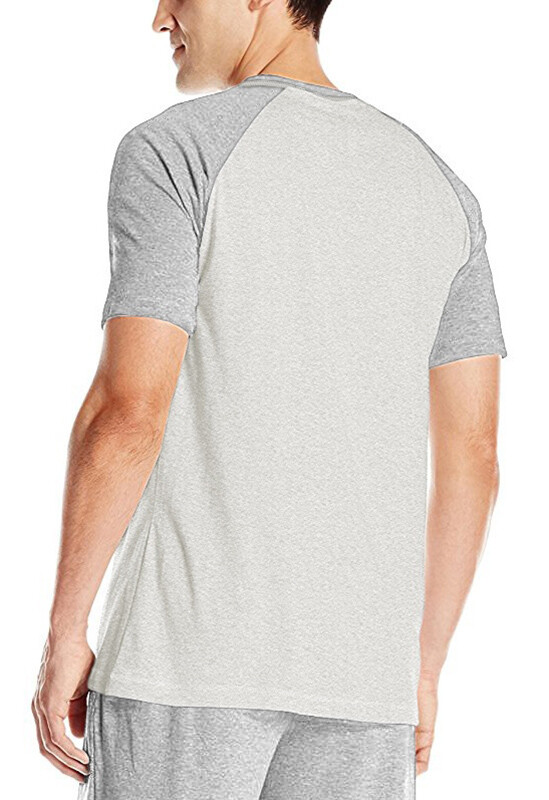 Hanes Men’s X-Temp Short Sleeve Raglan T-Shirt Heather Grey/Light Grey