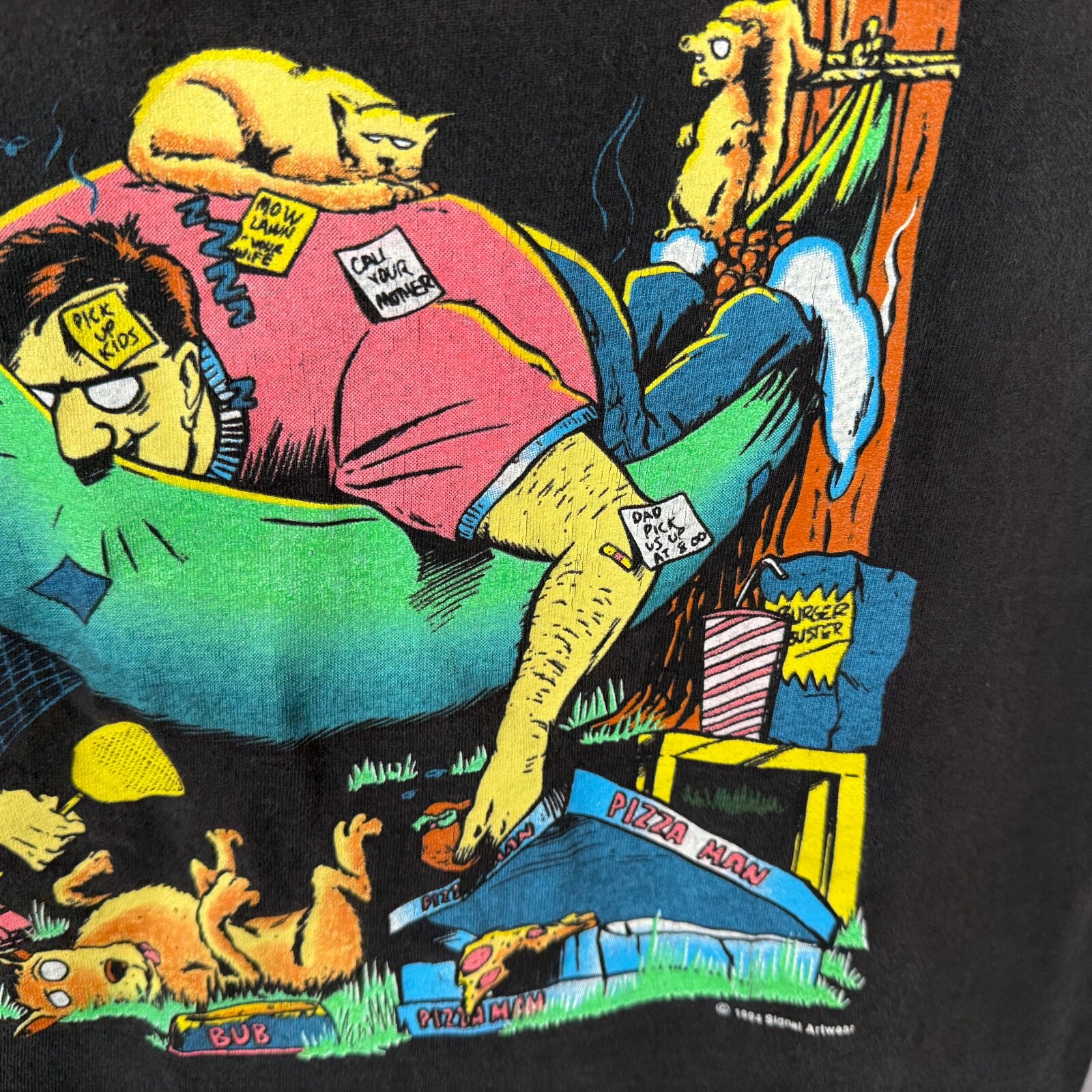 Vintage Aggressive Non-Participant 1994 Blue Cartoon Single Stitch L Tank N