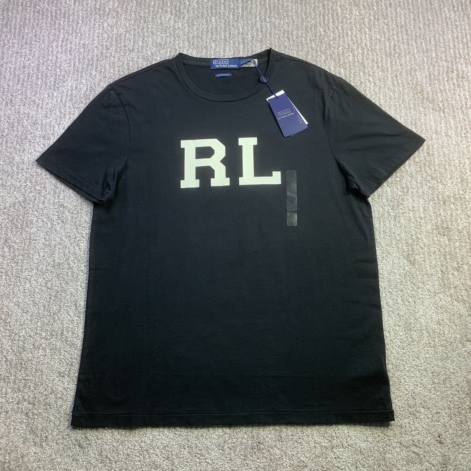 Polo Ralph Lauren Mens Custom Slim Fit RL Graphic T-Shirt Black Size L NWT