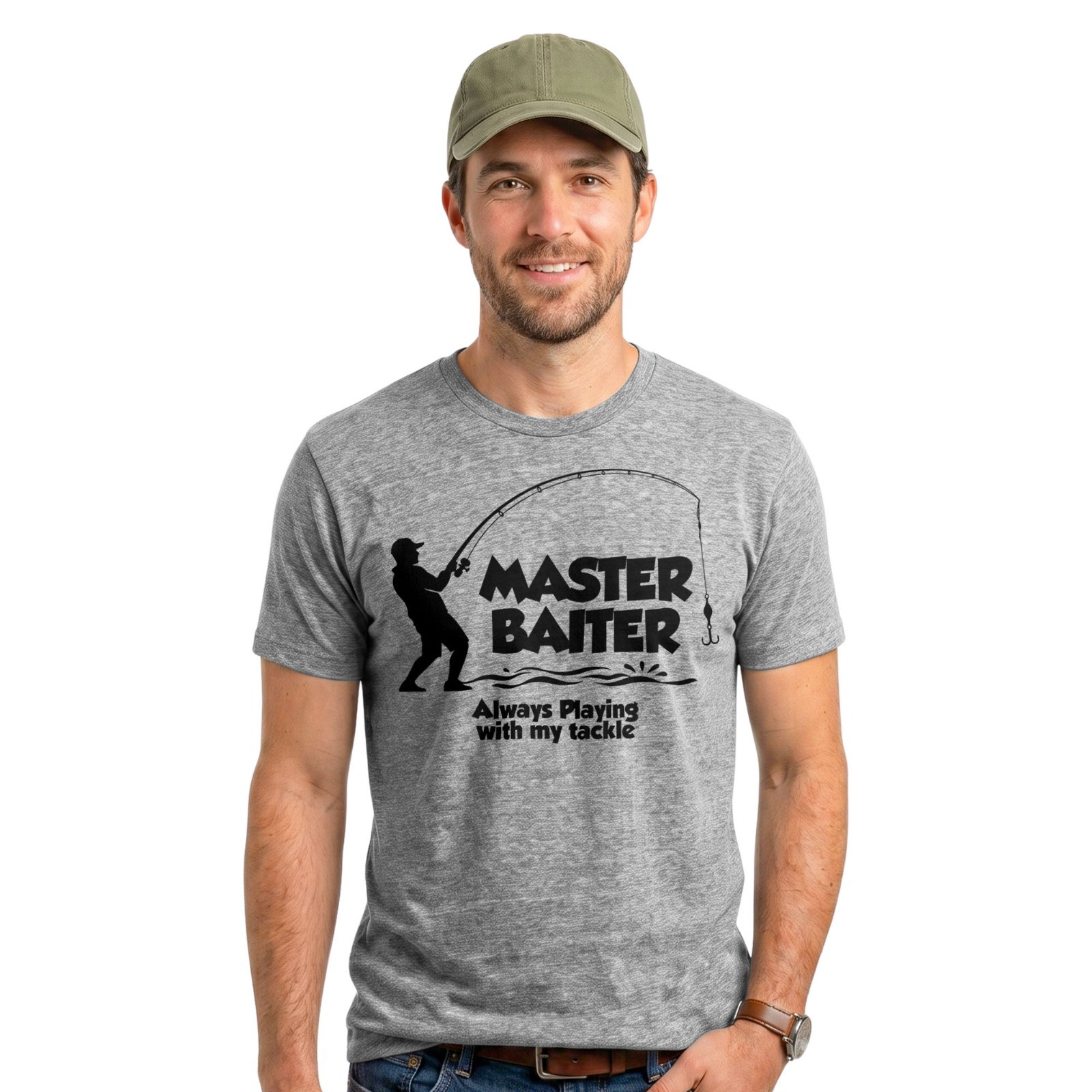 Funny Fishing Master Baiter T-Shirt Angler Fisherman Angling Dad Joke Tee