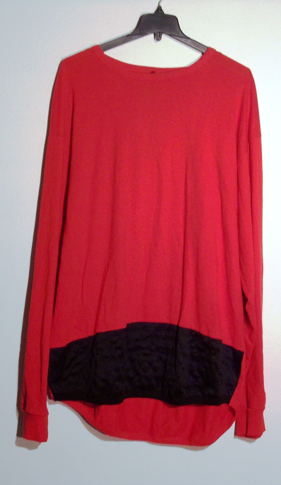 NWT MEN’S 6XL LR SCOOP PREMIUM RED BLK LONG SLEEVE P/O QUILTED TEE T-SHIRT #1390