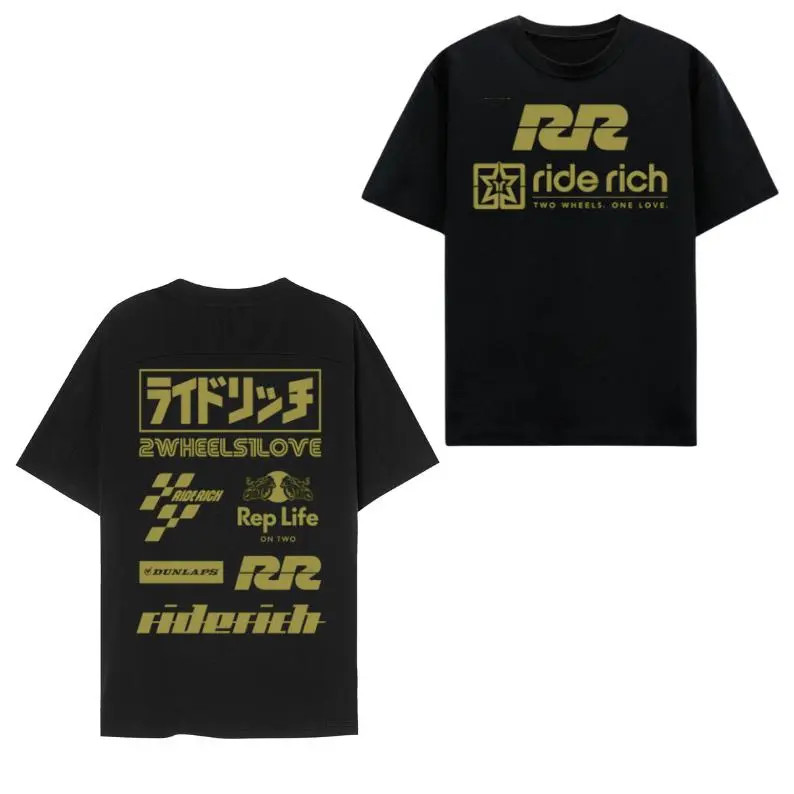 Ride Rich Premium Biker T-Shirt for Motorcycle Enthusiasts – 2 Sides Graphic