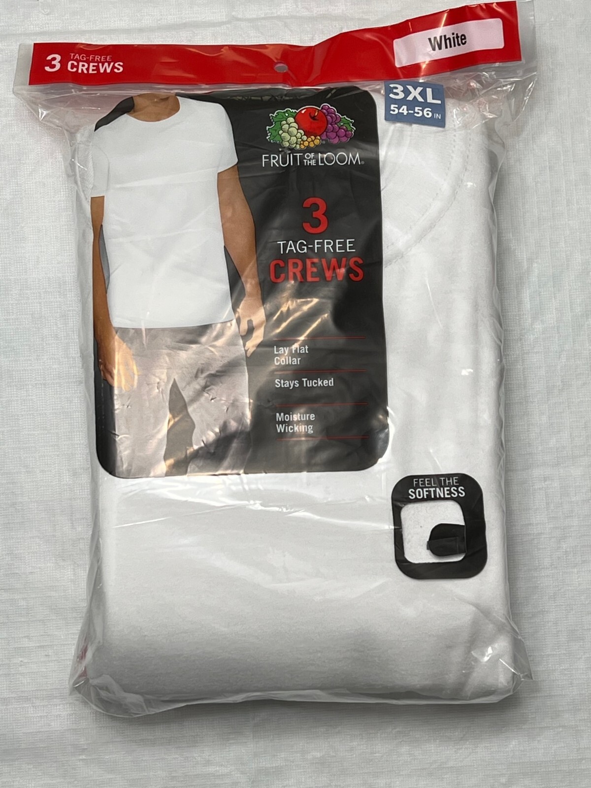 White 3 Pack Men’s 100% Cotton Crew Tagless T-Shirt Undershirt: 2XL-3XL