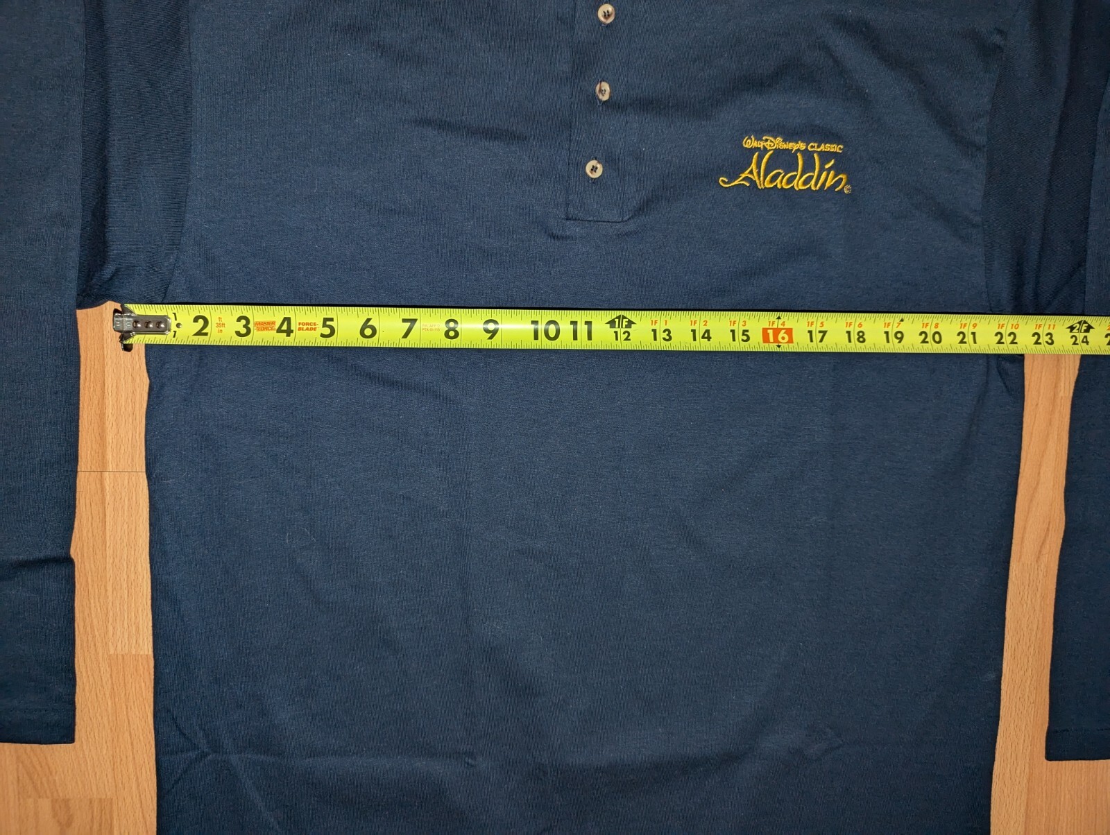 Vintage 90s Aladdin Promo Embroidered Logo Single Stitch Henley Disney T-Shirt