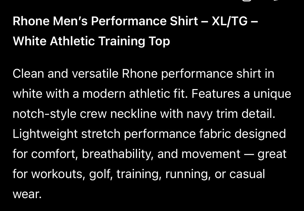 Rhone Men’s Delta Pique Notch Neck Tee T Shirt GoldFusion Anti-Odor Men XL