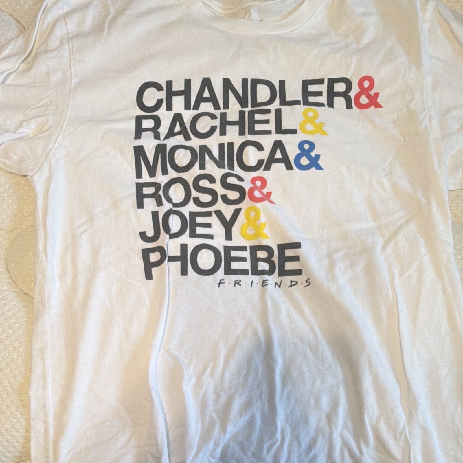 Friends TV Series White Graphic Logo T-Shirt Size M Crew Neck Short Sleeve