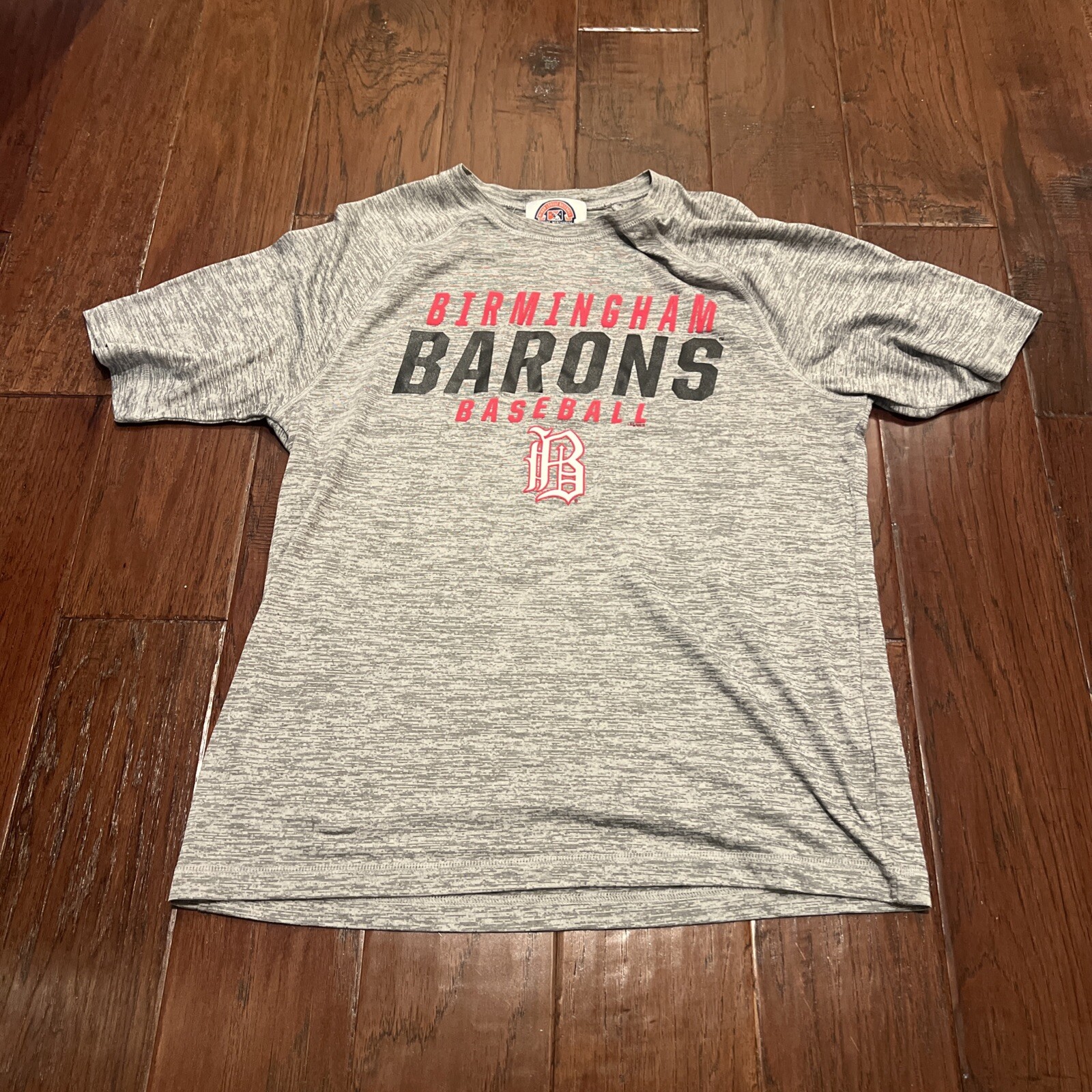 MILB Birmingham Barons size Medium Gray Athletic Fit Tee Shirt
