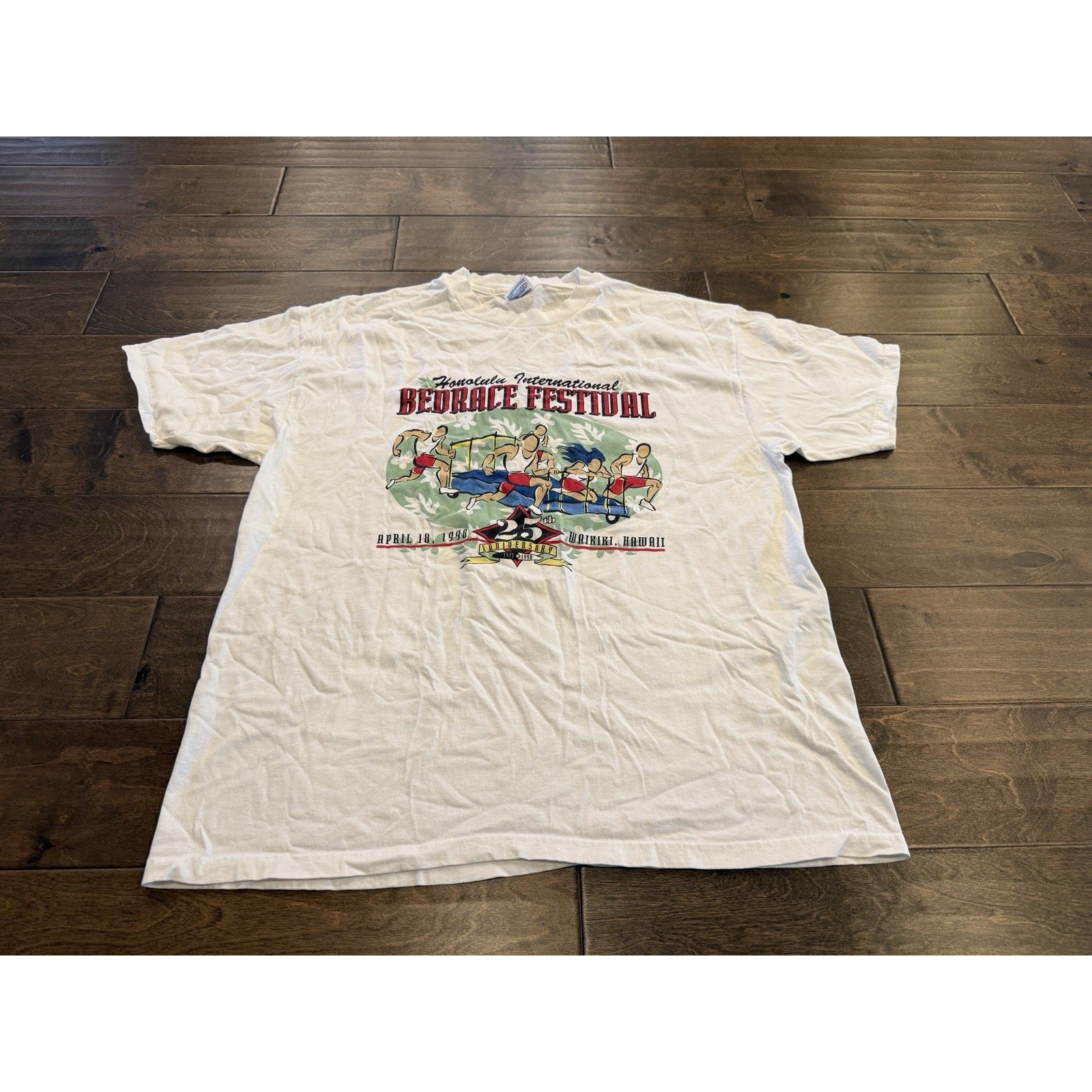 Vintage 90s Honolulu International Bedrace Festival 25th Anniversary T-Shirt XL
