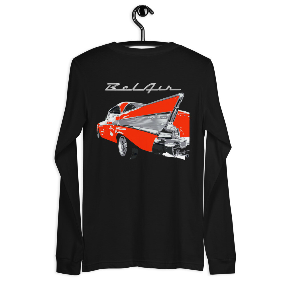 1957 Red 57 Chevy Bel Air Antique Car Classic Cars Unisex Long Sleeve Tee