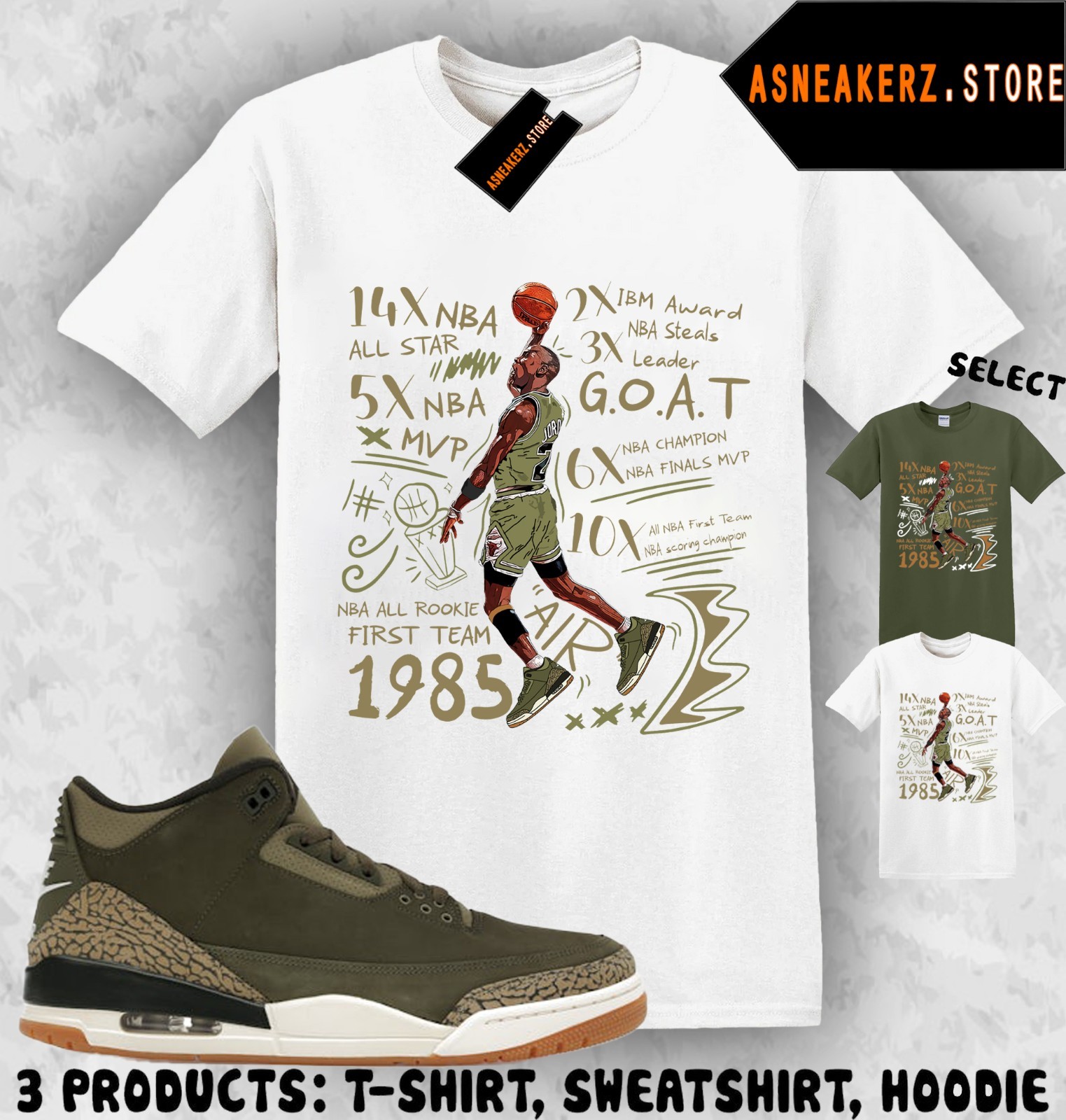 Shirt To Match AJ 3 Family Affair Sneaker Matching Tee MJ 23 Accolades T-Shirt