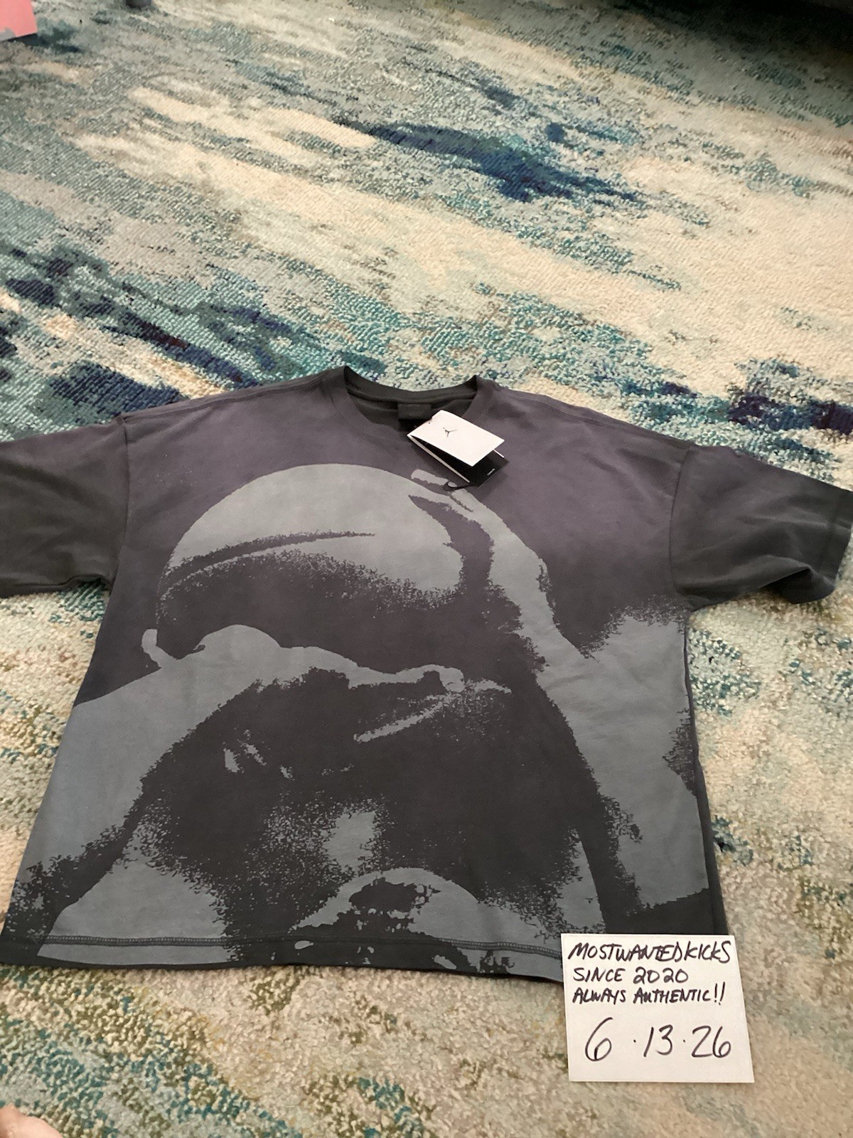 NWT Nike Air Jordan Shooting Graphic Anthracite Loose Fit T-Shirt Men’s Sz M