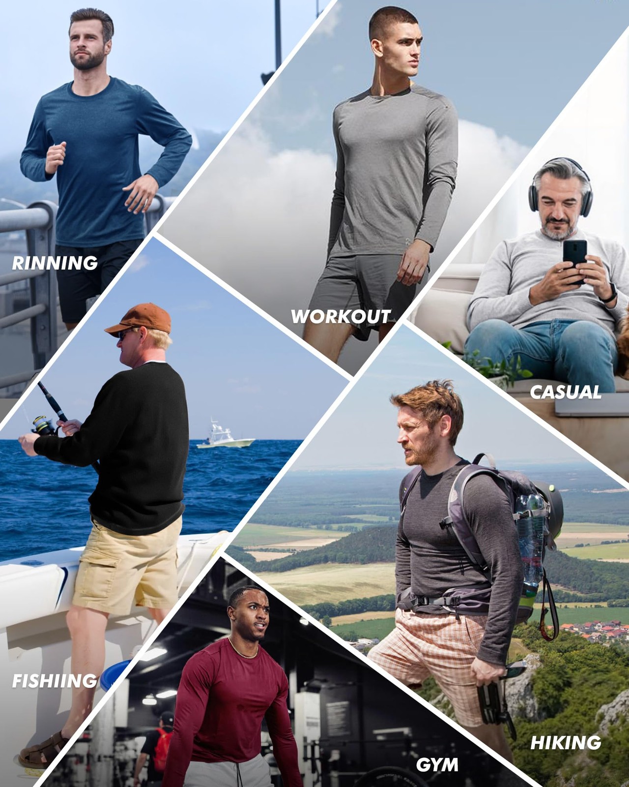 7 Pack Long Sleeve Shirts for Men – Quick Dry Moisture Wicking Sun Protection…