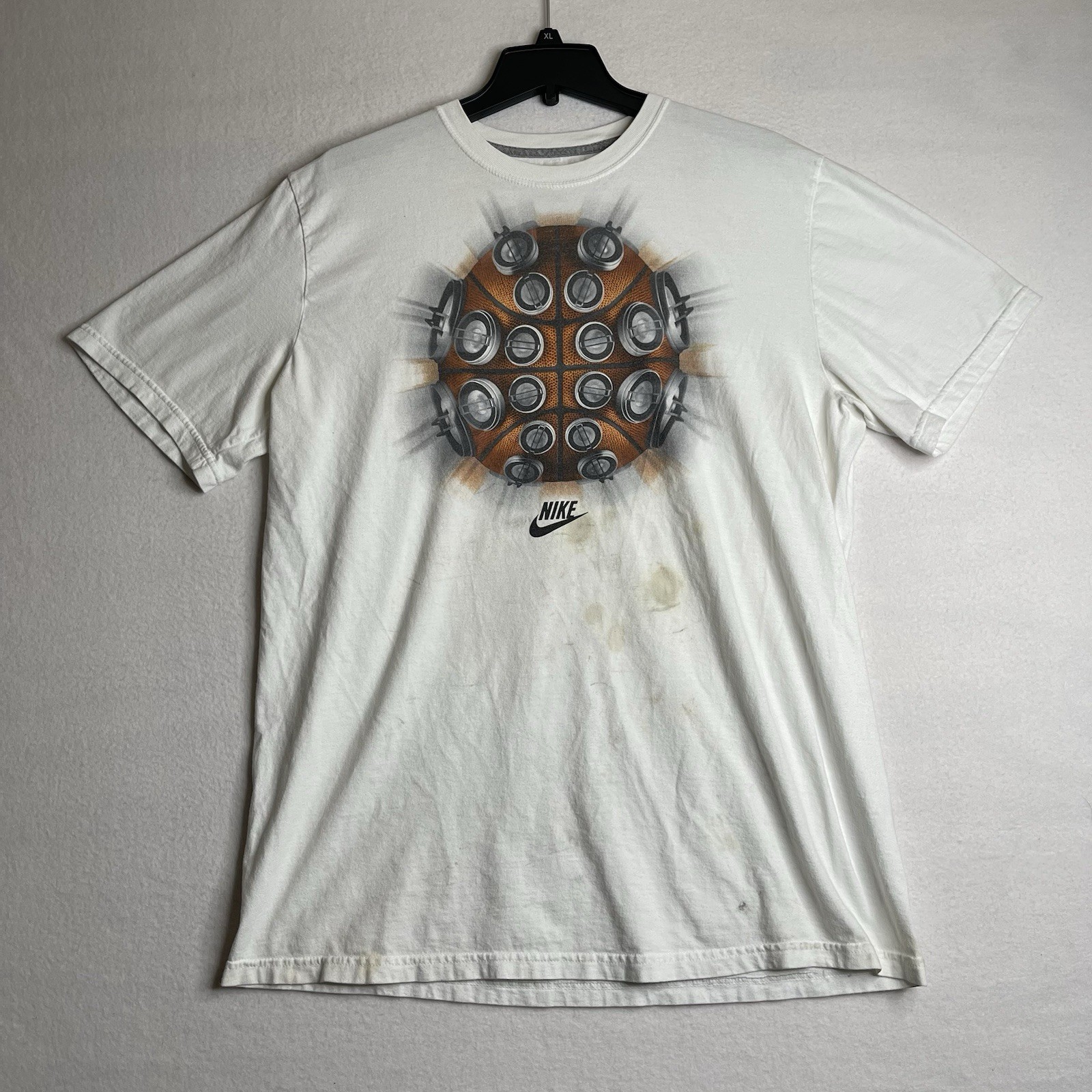 00s Nike Basketball Speakers Graphic Tee Shirt Mens XL White Hiphop Athletic Y2K