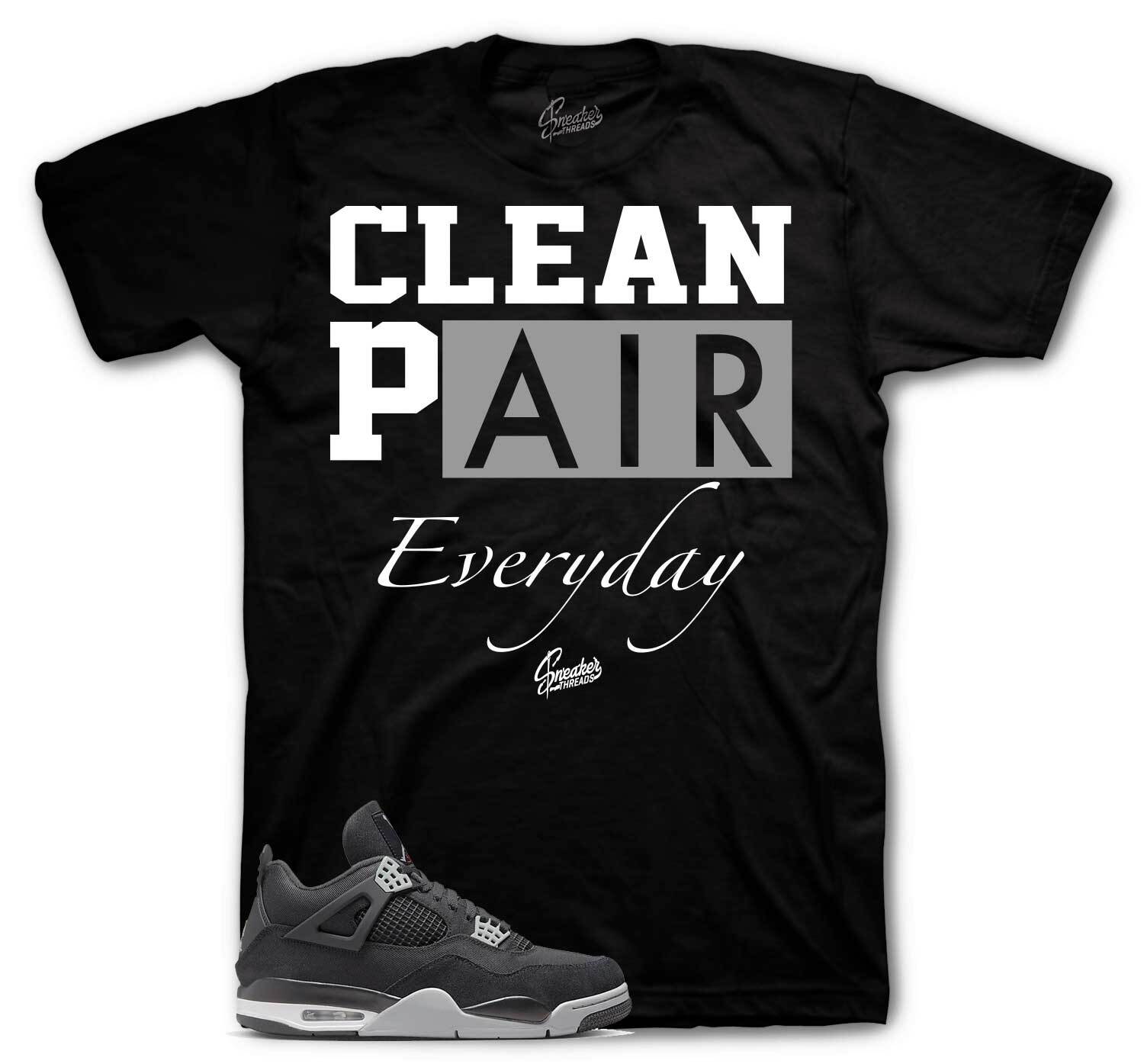 Shirt To Match Jordan 4 Black Canvas Light steel Shoes – Clean Pair Tee