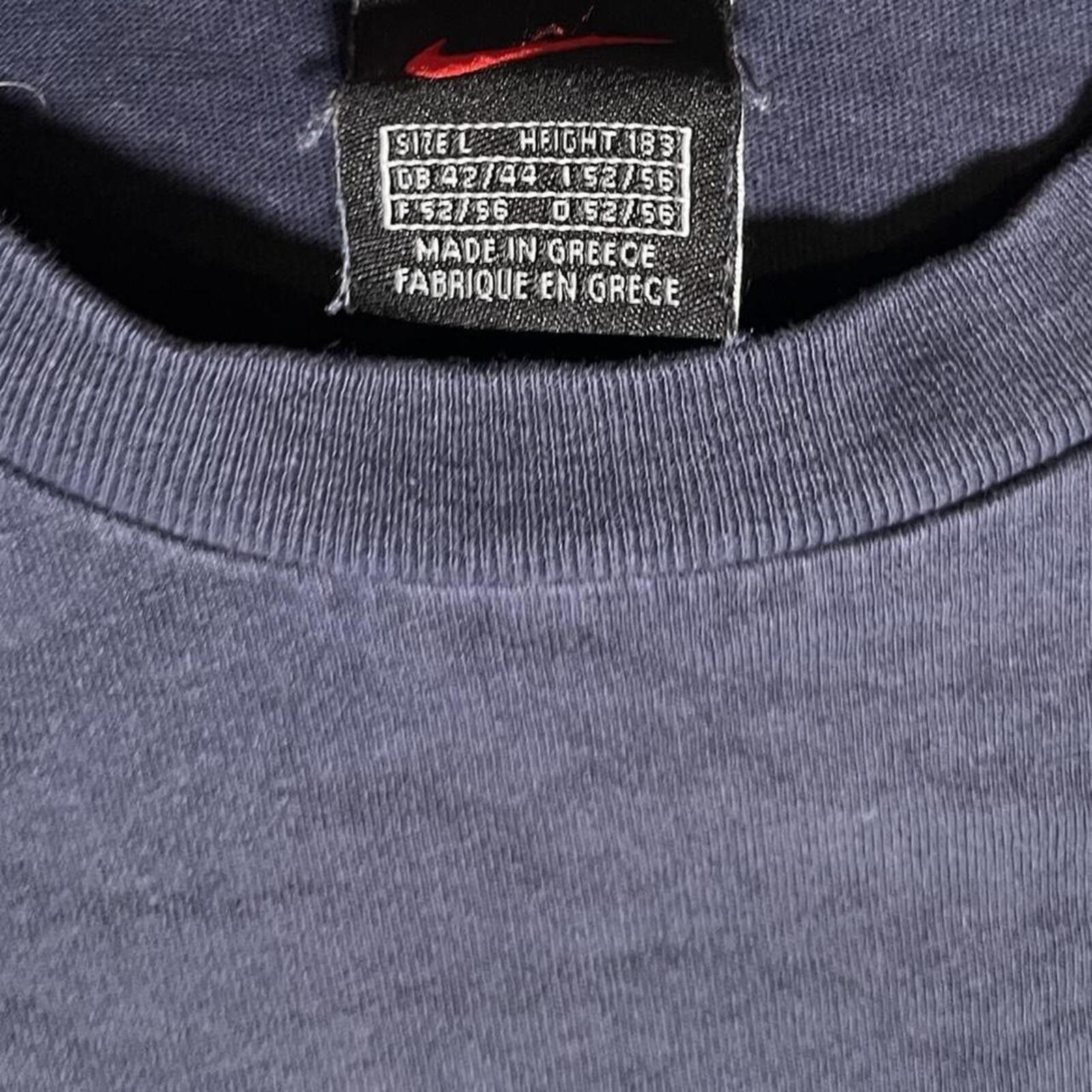 Vintage 90s Nike Tag Embroidered Swoosh T-Shirt Navy Black