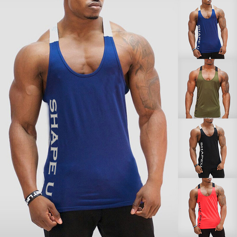 Men’s Sleeveless Workout Tank Top Bodybuilding Gym Sports Muscle Fitness T-Shirt