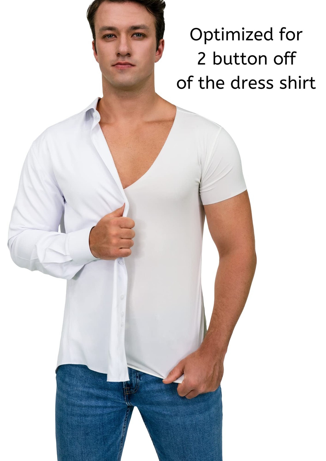 Deep V Neck Undershirts for Men-Sweatproof White V-Neck Short Sleeve Mens Tsh…