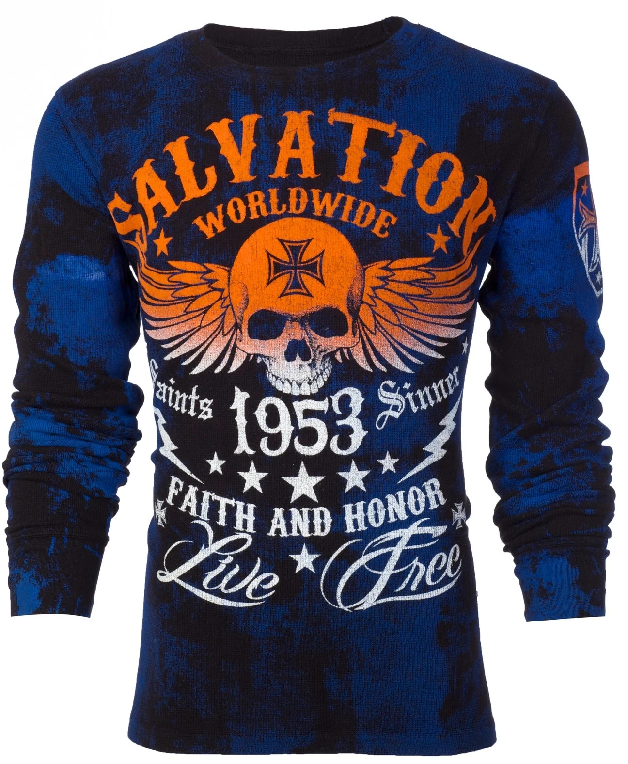 ARCHAIC by AFFLICTION Men’s Long Sleeve THERMAL Shirt BLACK TIDE Biker Black $58