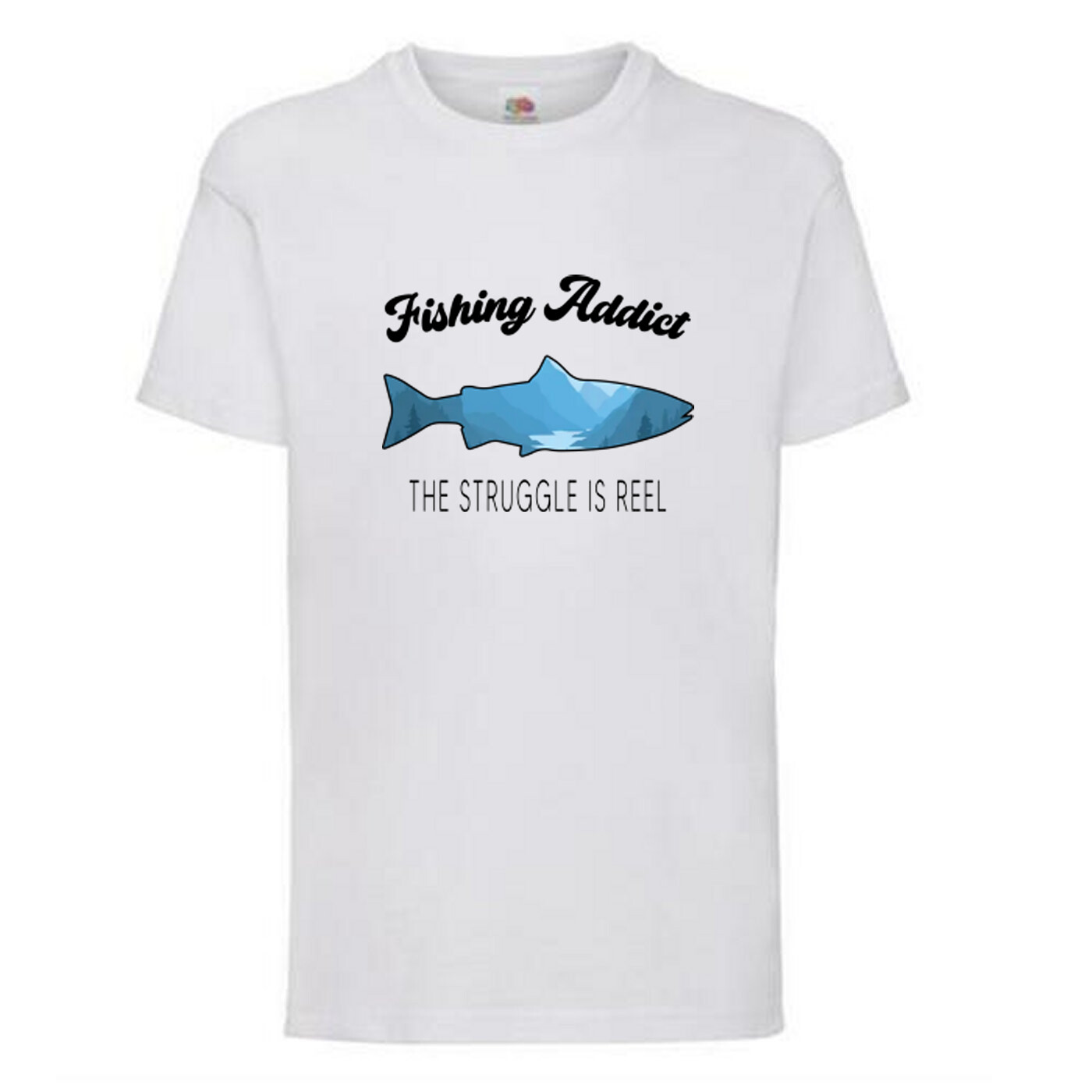 Fishing Addict The Struggle Humour Novelty T Shirt Various Colours And Sizes