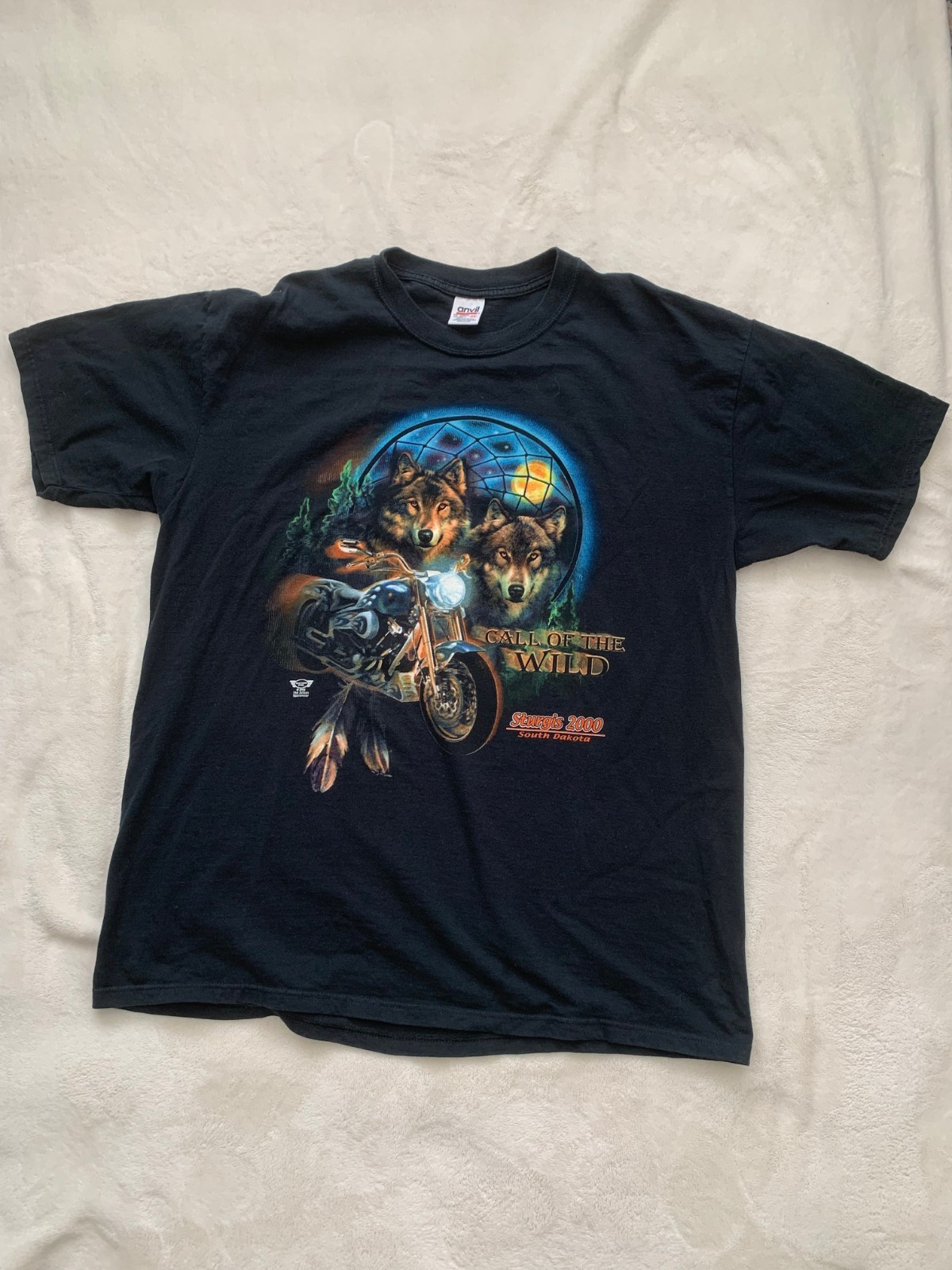 Sturgis Shirt Men 2X Rats Hole 2000 Cotton Wolf Wild Motorcycle Custom Chopper