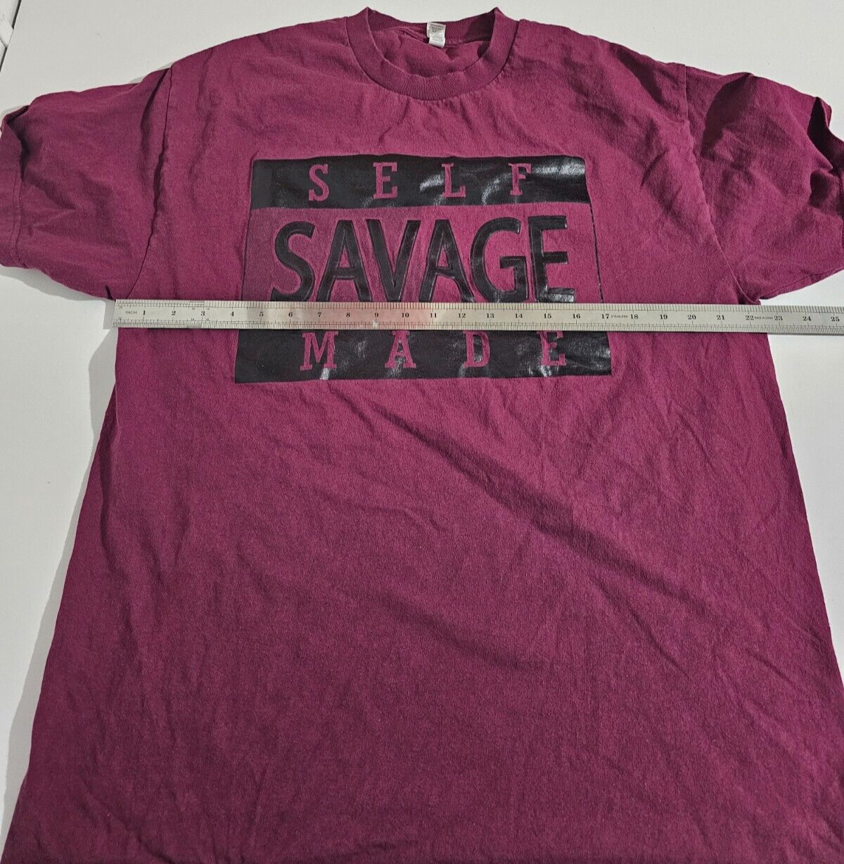 Self Made Savage Screen Printed Shirt Adult Tee Graphic , Size XL Cotton Maroon