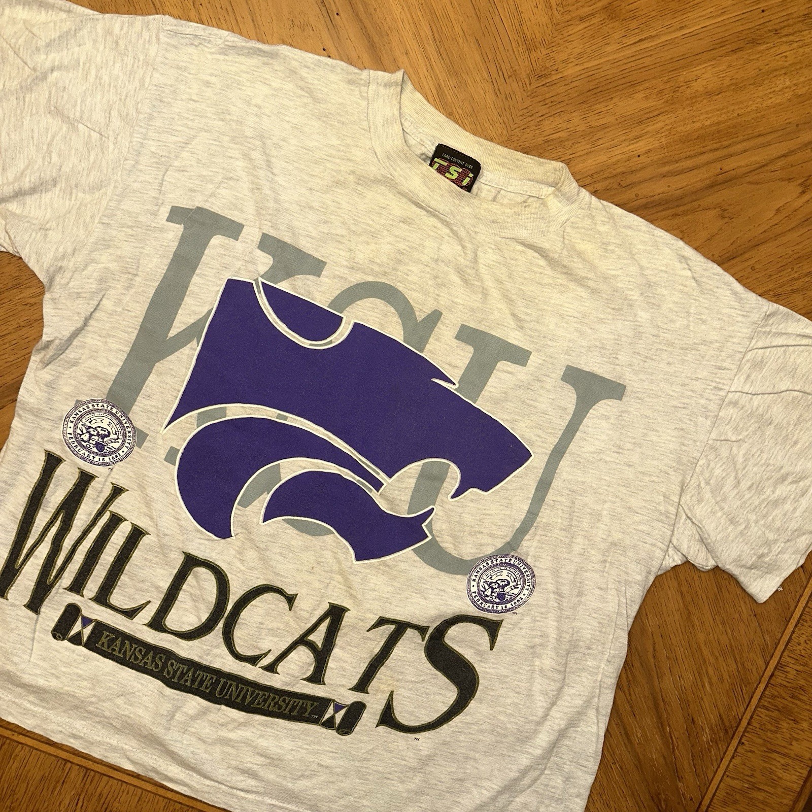 Vintage Kansas State University Tshirt Adult Gray Size XL TSi KSU Wildcats Tee