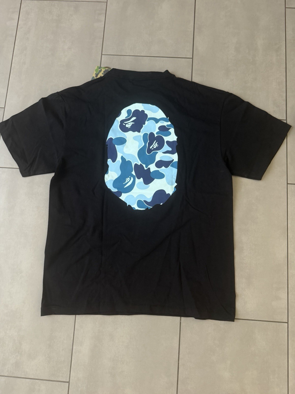 A Bathing Ape BAPE Men’s XL Black Blue Camo Ape Head Logo Crew Neck Tee