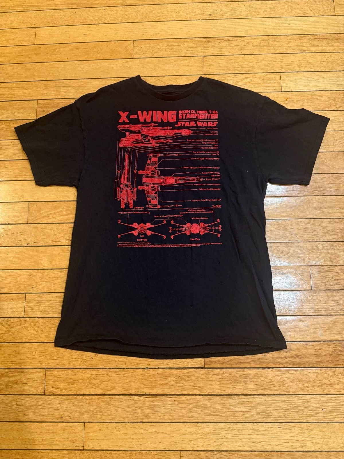 Star Wars X-Wing Starfighter Incom T-65 Diagram Graphic T-Shirt