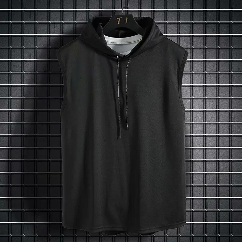 Solid Color Men’s Tank Tops Vest Sleeveless Tees For Male Hooded