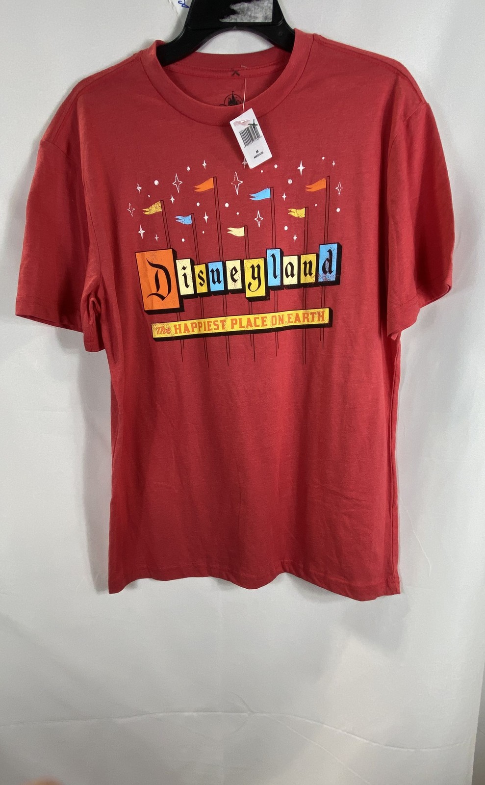 Disney Men’s T-Shirt Red NWT Disneyland Happiest Place On Earth Retro Graphic M