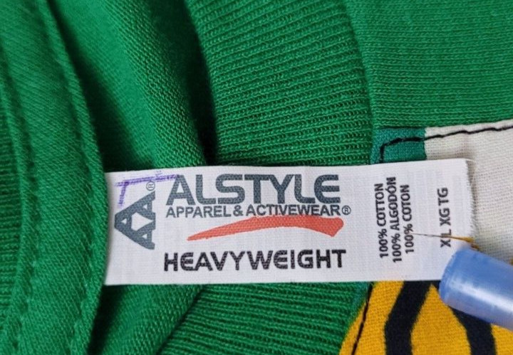 Alstyle Heavyweight Cotton Green Colorful Geometric T. Shirt Size XL EXCELLENT
